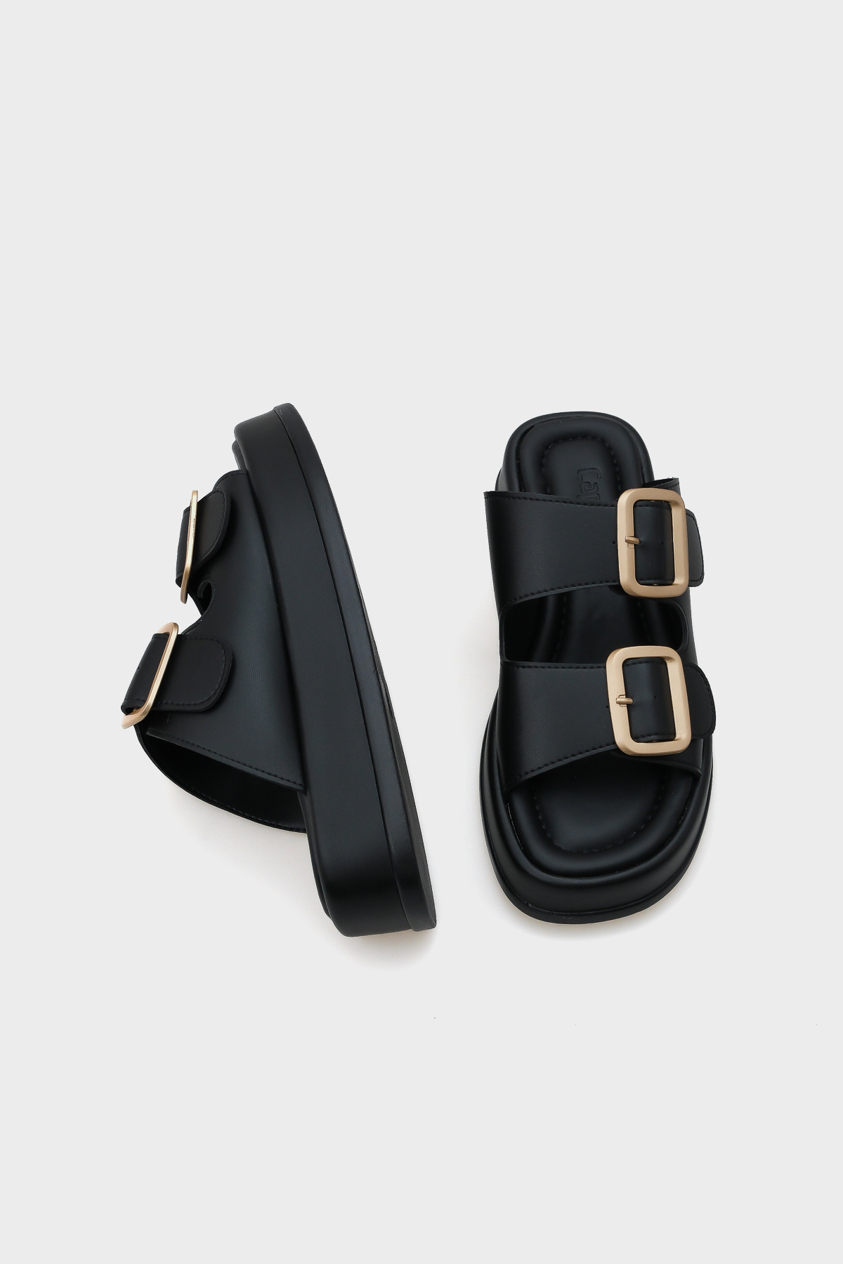 Capone Outfitters-Marge Wedge Heeled dupla szalagos csatos női papucs 4