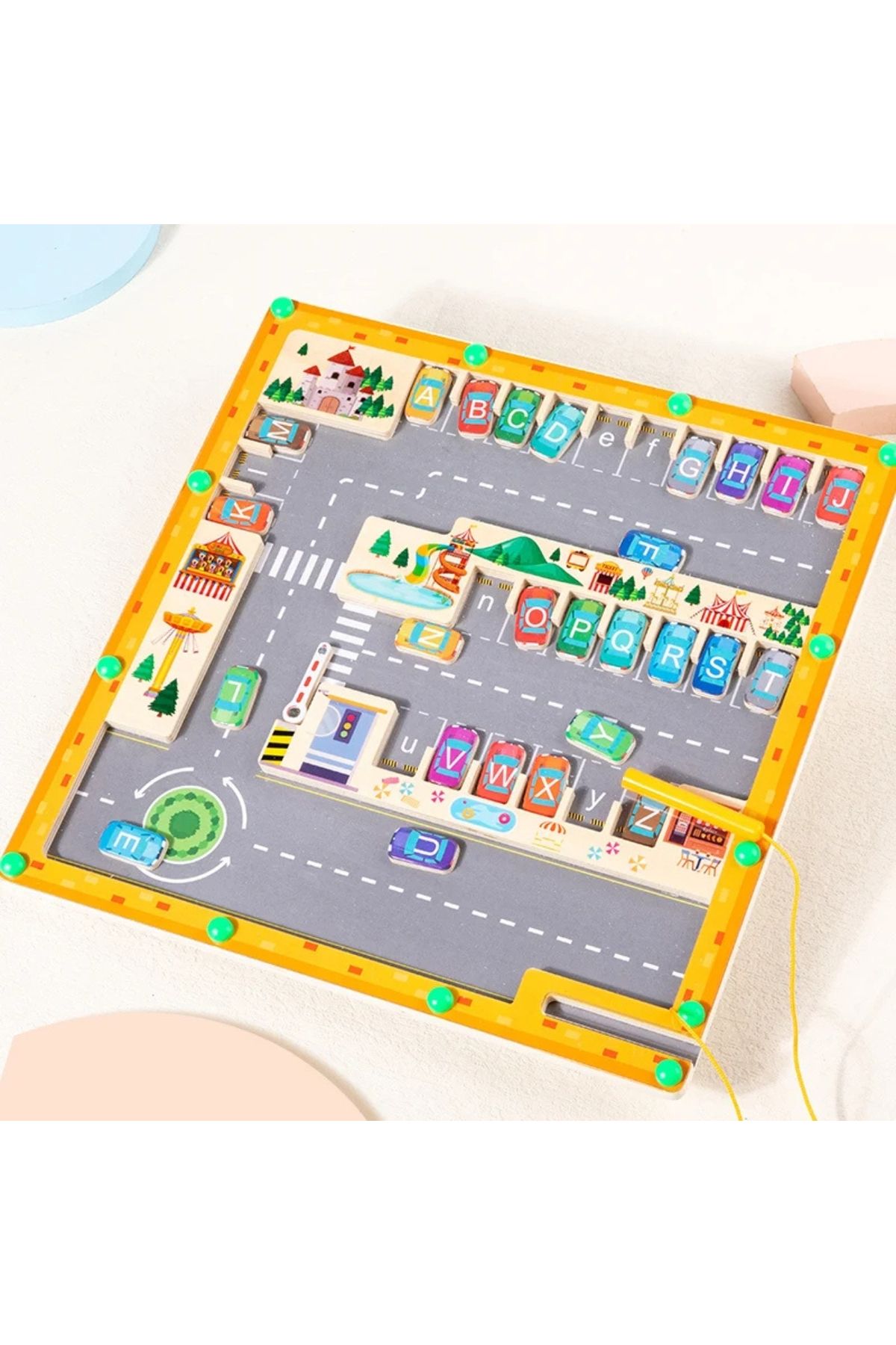 F.A.M.S-Magnetic Alphabet Maze Puzzle – Educational Toy for Kids – Learn Letters with Car Parking Game 3