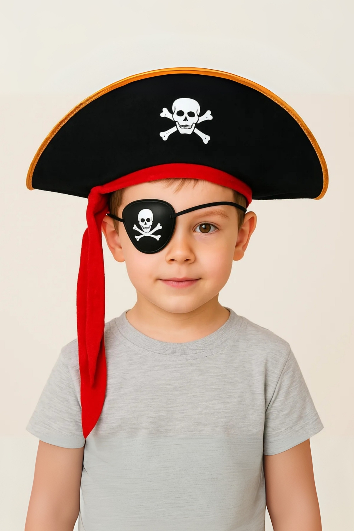 ReilaParty Kaptan Jack Sparrow Kadife Korsan Şapkası ve Plastik