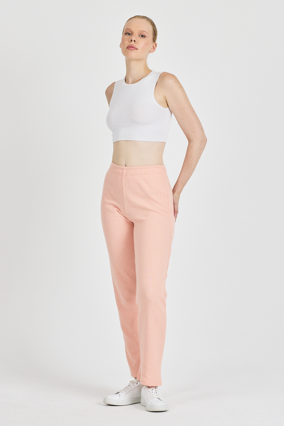 COMEOR-Women's High Waist Ribbed Wide Leg Casual Thin Sweatpants Pajamas 3