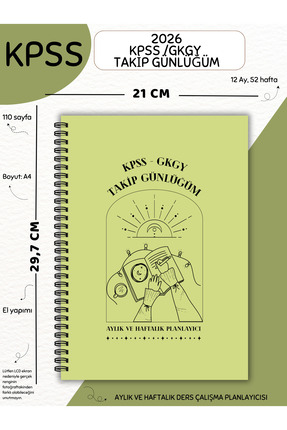 Else Craft 2026 KPSS - GKGY Sınav Takip Günlüğüm - Yeşil - Aylık - Haftalık D...