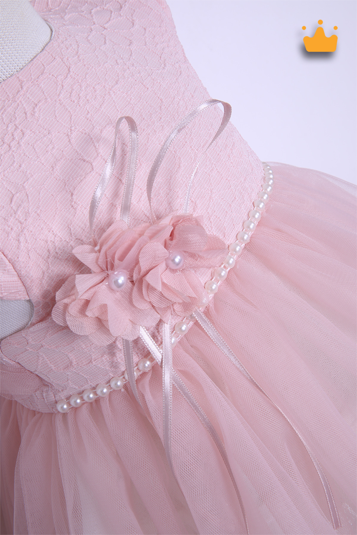 MİNİMONY 0-24 Ay Gofre Tül Etekli Kız Bebek Çocuk Abiye Bayramlık Elbise Saç Bandı Set Pudra 1007 fotoğrafı 3 (önizleme)