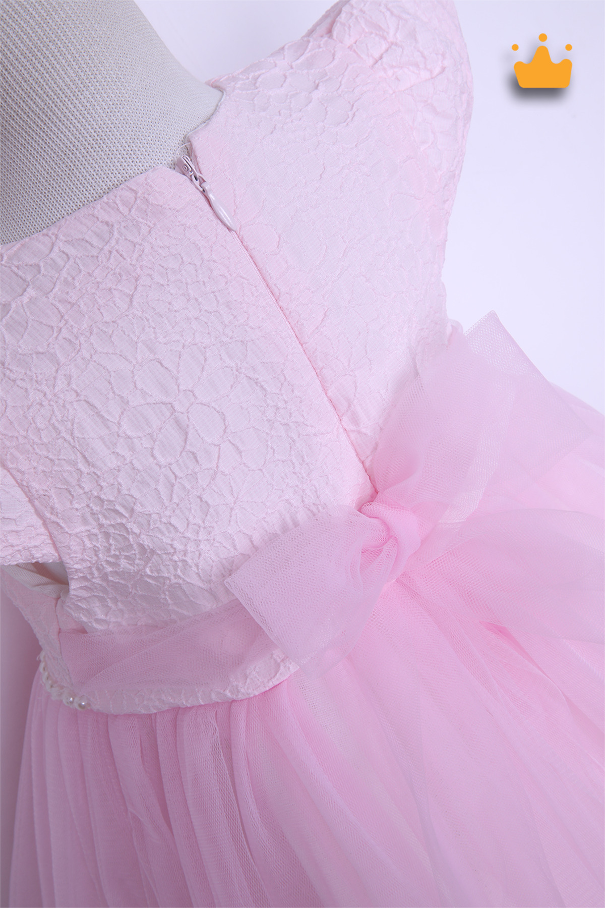 MİNİMONY 0-24 Ay Gofre Tül Etekli Kız Bebek Çocuk Abiye Bayramlık Elbise Saç Bandı Set Pembe 1007 fotoğrafı 4 (önizleme)