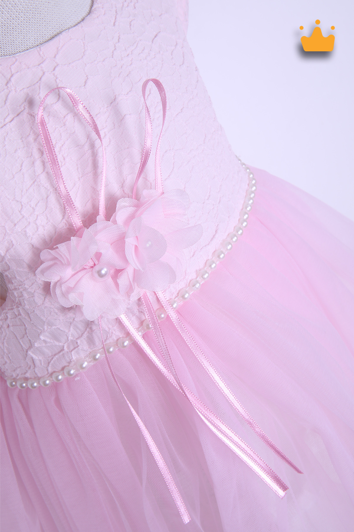 MİNİMONY 0-24 Ay Gofre Tül Etekli Kız Bebek Çocuk Abiye Bayramlık Elbise Saç Bandı Set Pembe 1007 fotoğrafı 3 (önizleme)