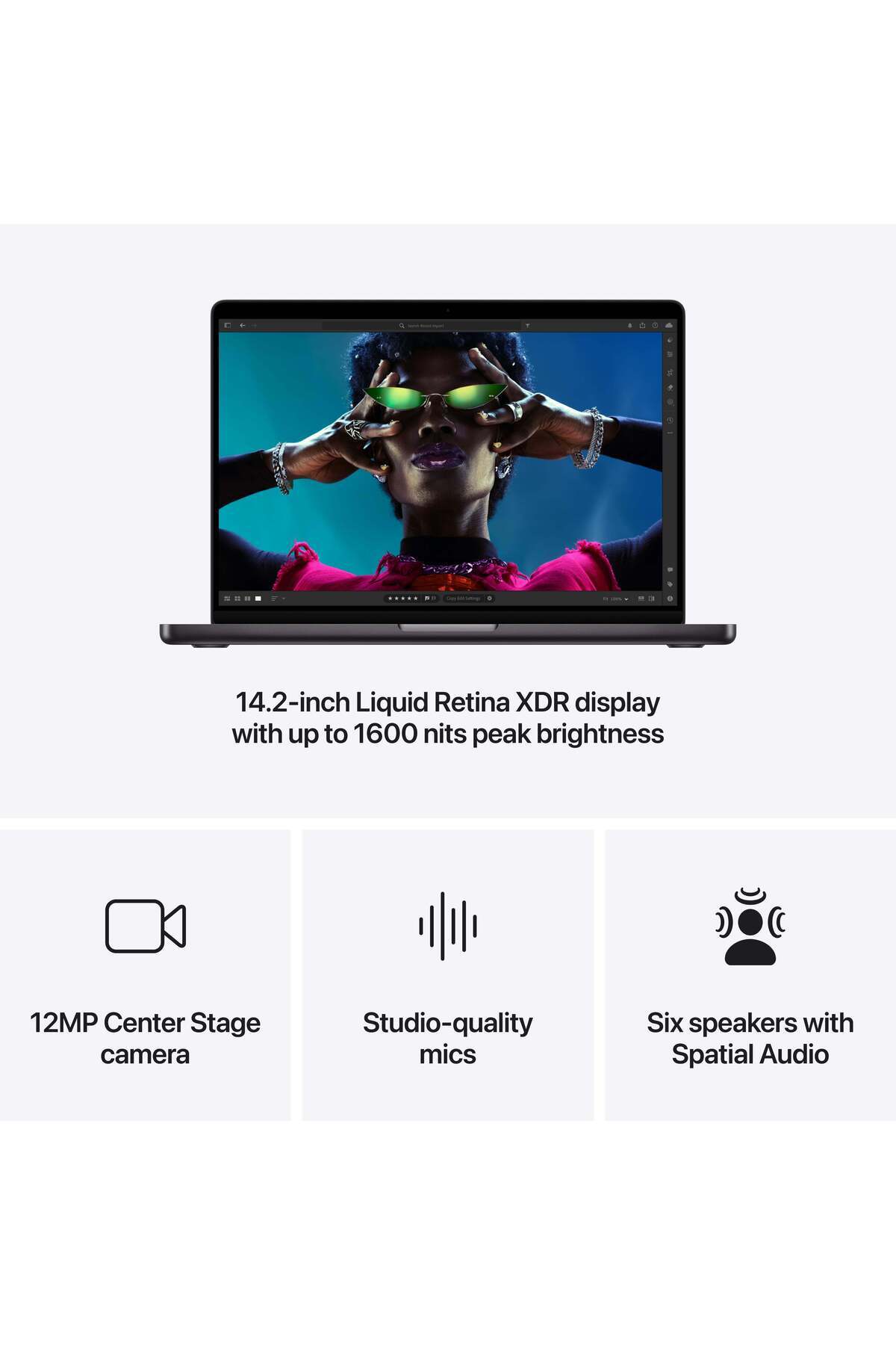 Apple-ماك بوك برو مقاس 14 بوصة: شريحة M4 Pro مع وحدة معالجة مركزية 12 نواة ووحدة معالجة رسومية 16 نواة، وSSD سعة 512 جيجابايت - أسود فضائي 6