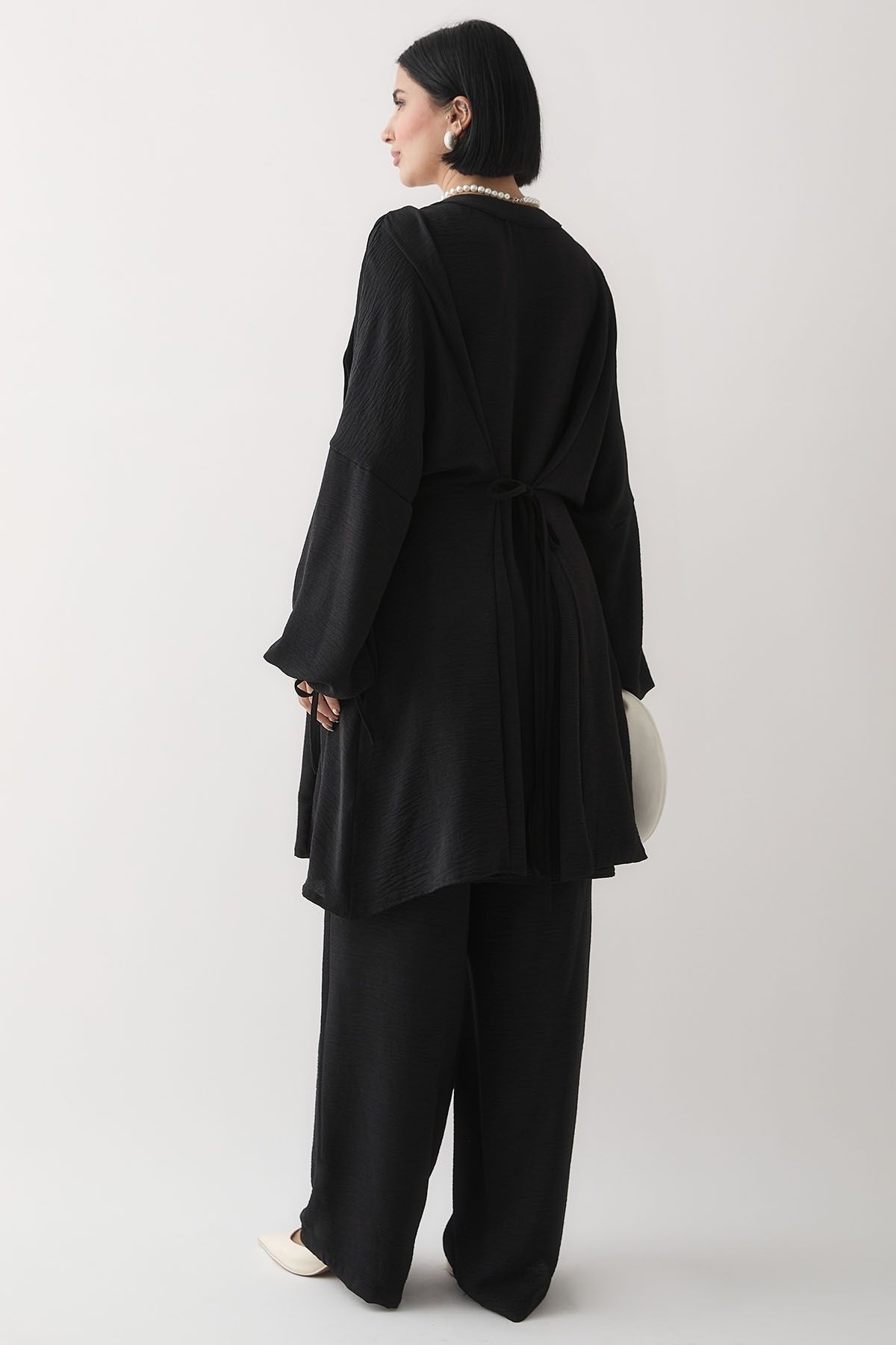 InStyle-Ribbed Handle Drawstring Black Ayrobin Suit 5