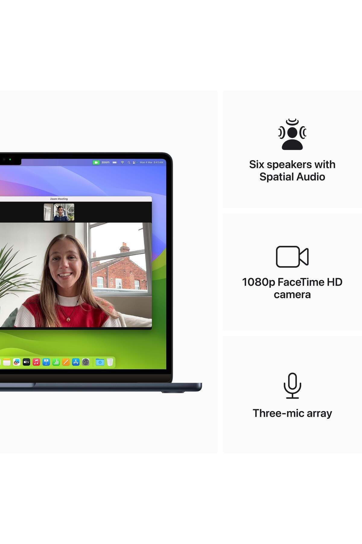 Apple-15-inch MacBook Air: M3 chip with 8‑core CPU and 10‑core GPU, 256GB SSD - Midnight 6