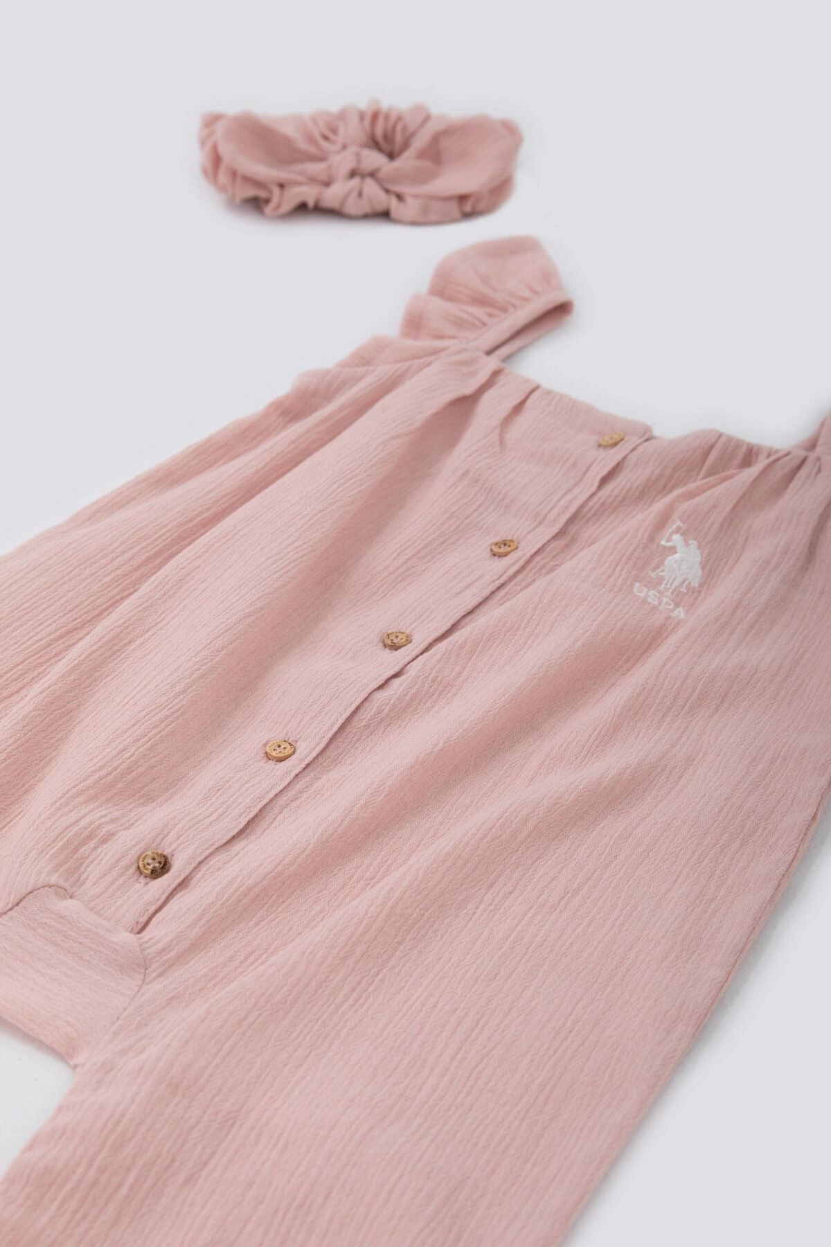 U.S. Polo Assn. U.s. Polo Assn Sweet Candy Pembe Bebek Bandanalı Salopet Takım fotoğrafı 3 (önizleme)