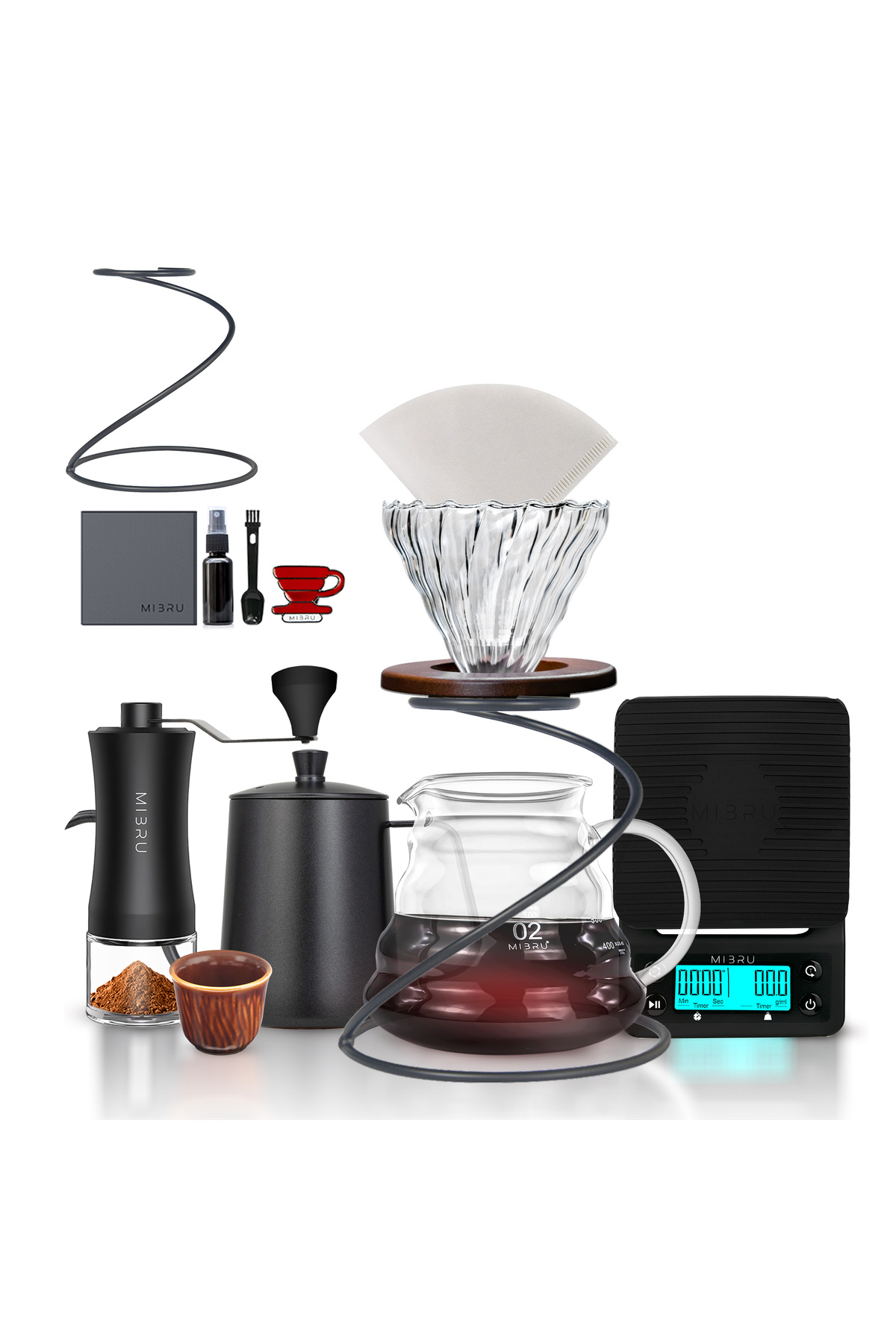 MIBRU-V60 Coffee Set 13 Piece Coffee Drip Coffee Making Kit Premium Pour Over Manual Grinder Dripper 1