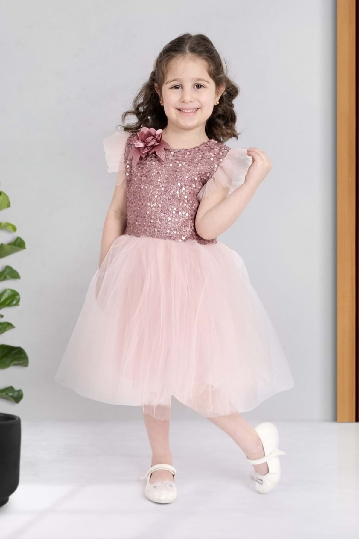 s.t. sebat tekstil Tütü Etekli Kız Çocuk Elbise PEMBE