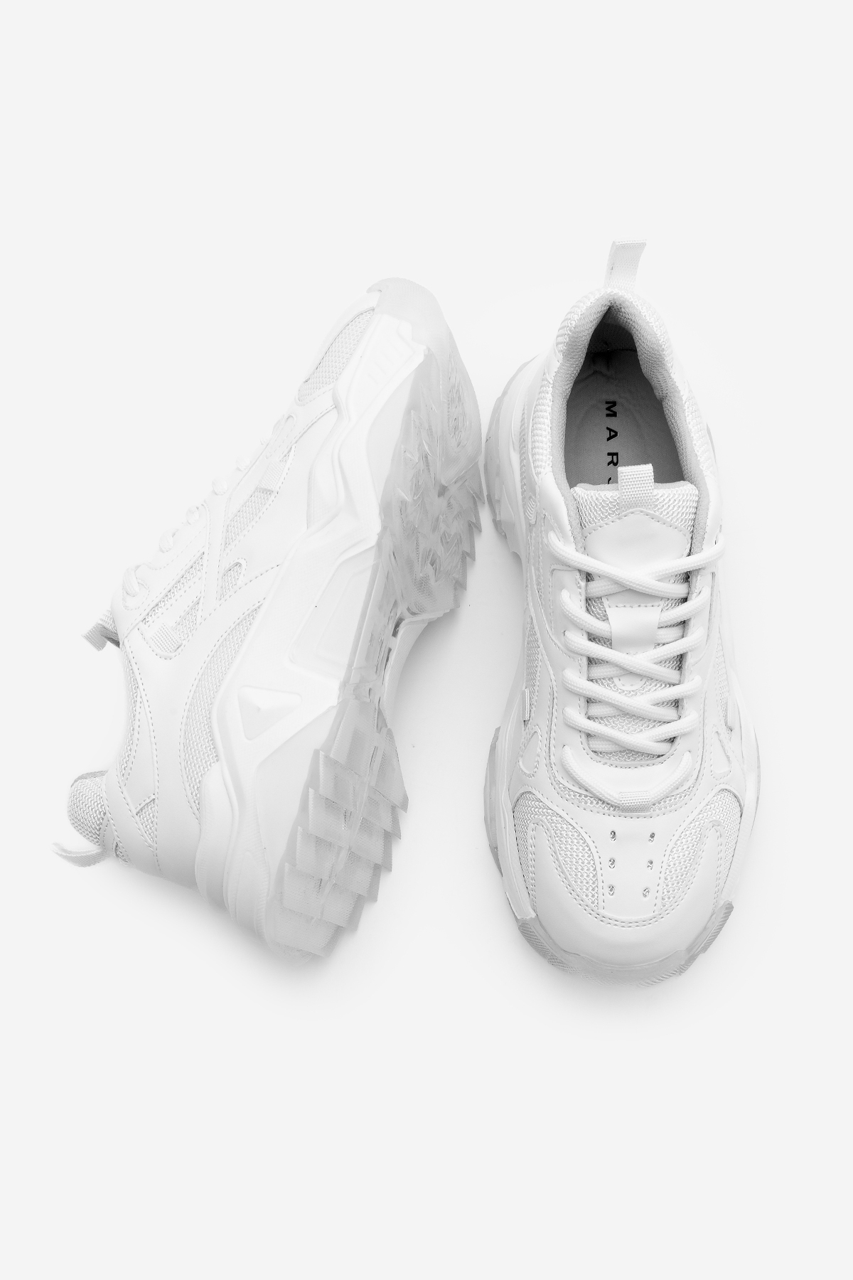Marjin Kadın Sneaker Kalın Taban Bağcıklı Spor Ayakkabı Pizen Beyaz görsel 5
