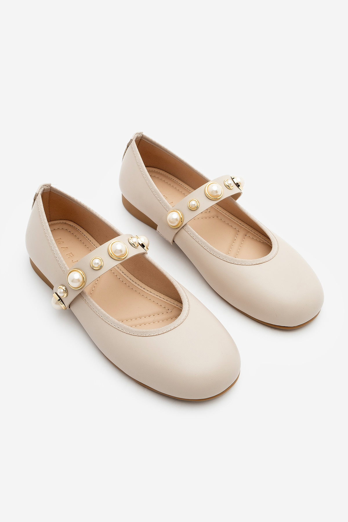 Marjin-Damen-Ballerina Vesmi mit Perlenband, beige Farbe 5
