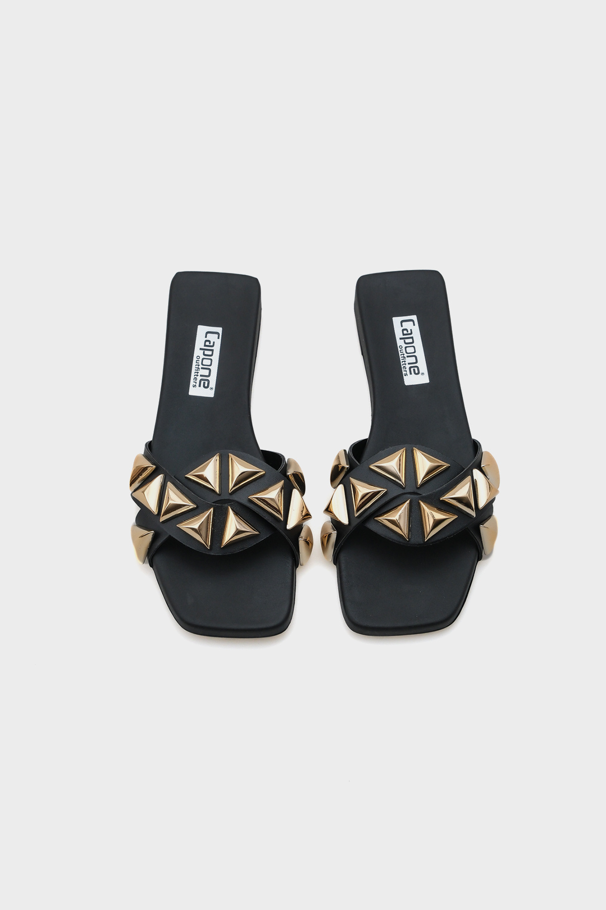 Capone Outfitters-Γυναικείες παντόφλες Manon Blunt Toe Comfort με κοντό τακούνι με μεταλλικά αξεσουάρ 5