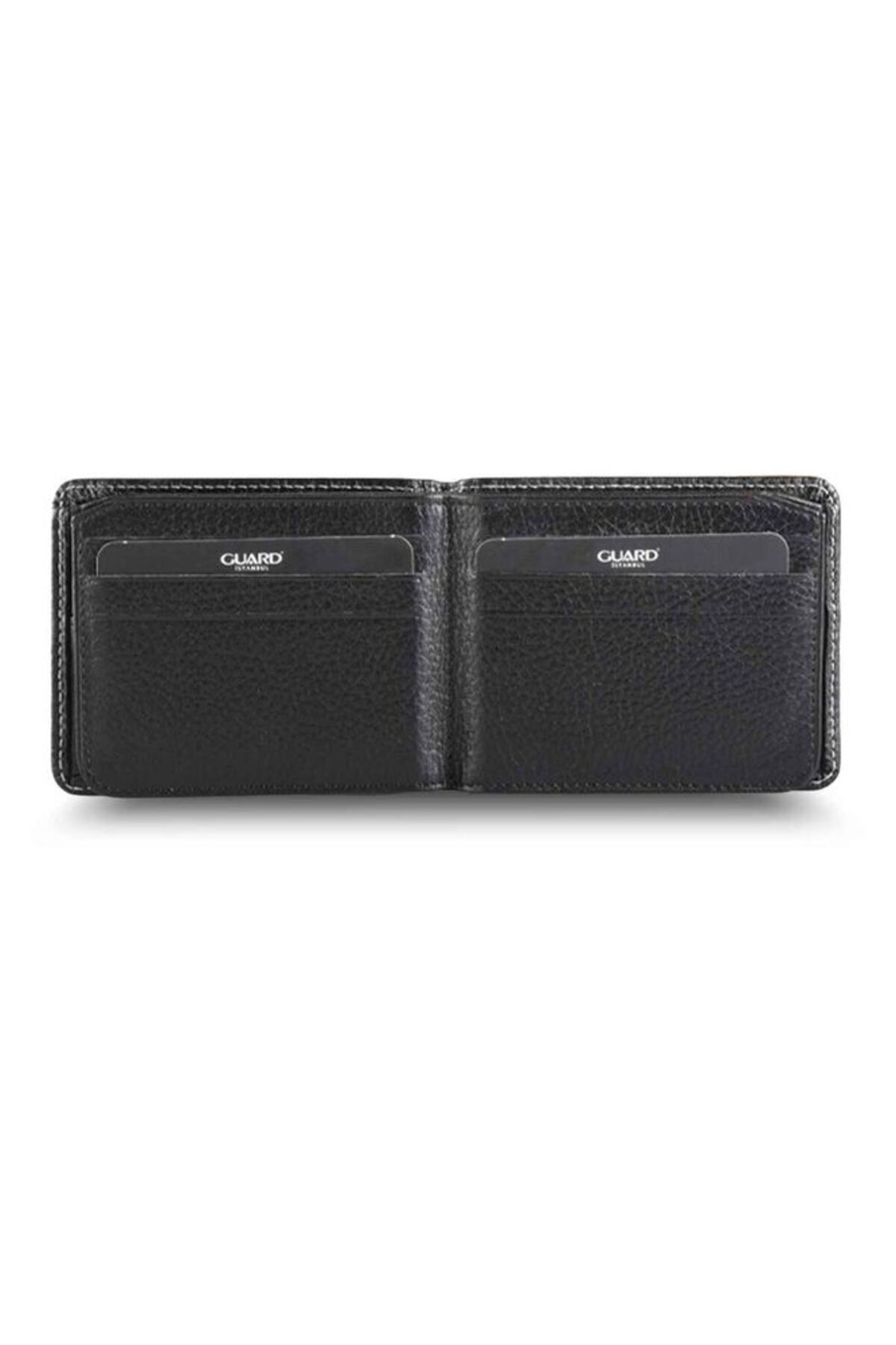 GUARD-Sewn Detailed Black Leather Men's Wallet Genuine Leather P811 2