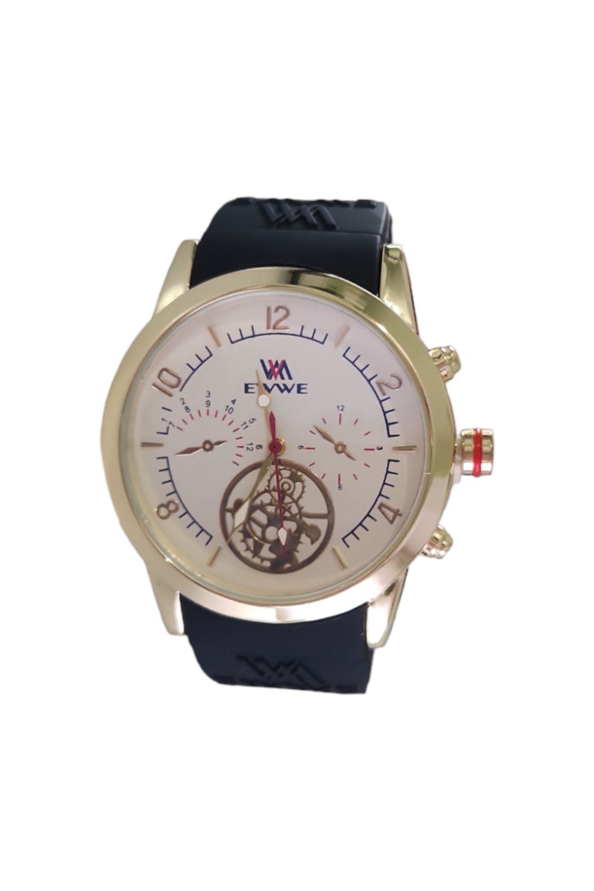 OEM-Ceas casual barbatesc, tip display analog, mecanism quartz, bratara din silicon 1