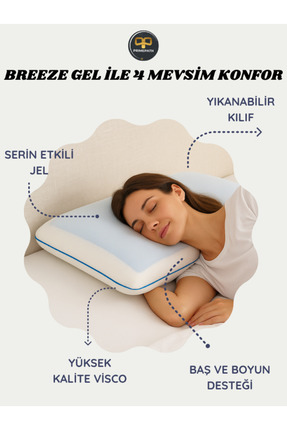 PRIMEPATH Breeze Gel Çift Taraflı Ortopedik Visco Yastık – Serinletici Jel, B...
