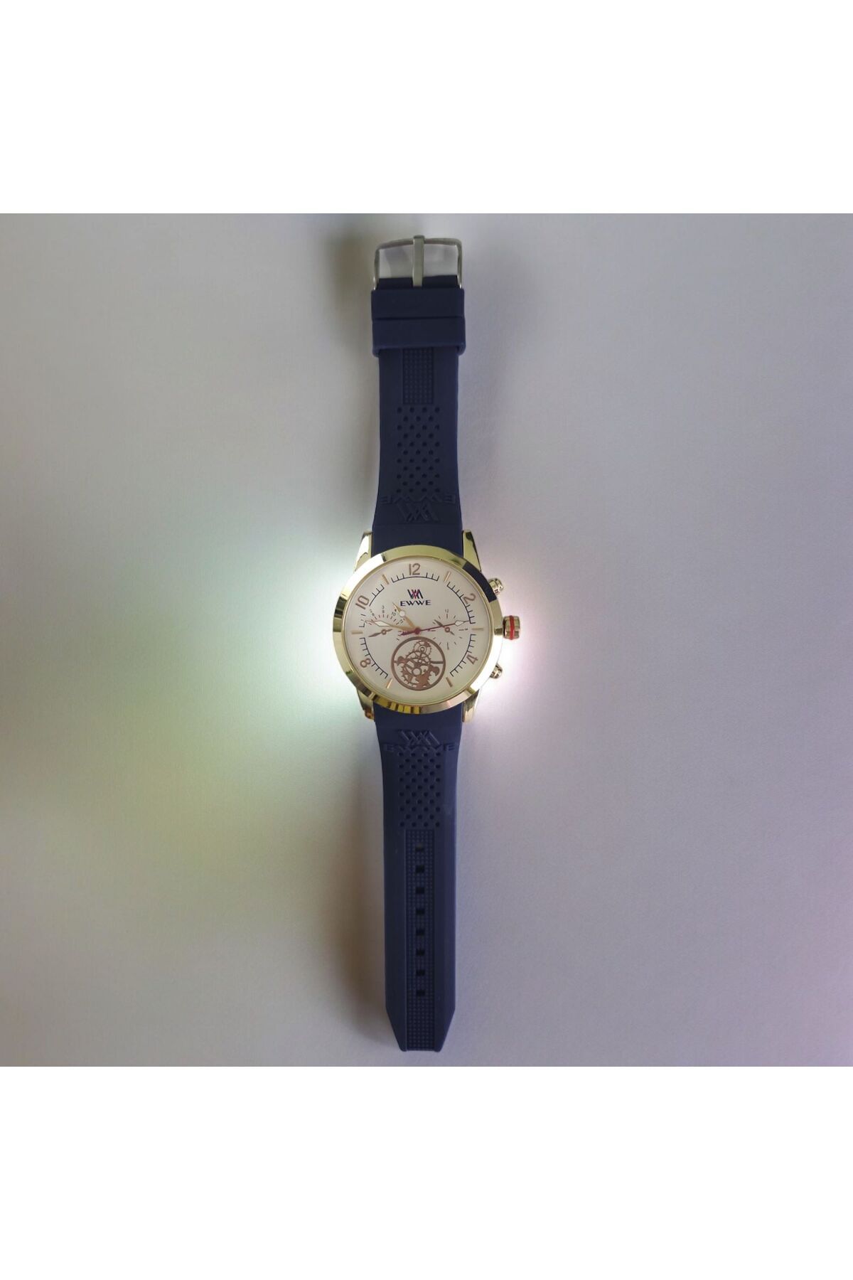 OEM-Men's casual watch with silicone strap, analog display, quartz movement 3