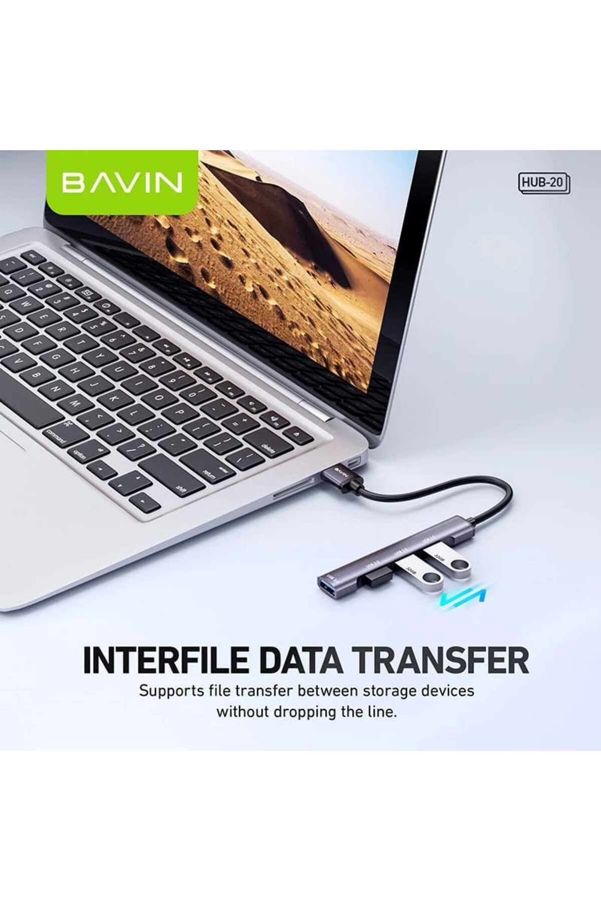 Bavin-موزع عالمي متعدد الوظائف 4 في 1 مزود بـ 4 منافذ USB يدعم أجهزة الكمبيوتر المحمولة والكمبيوتر 4
