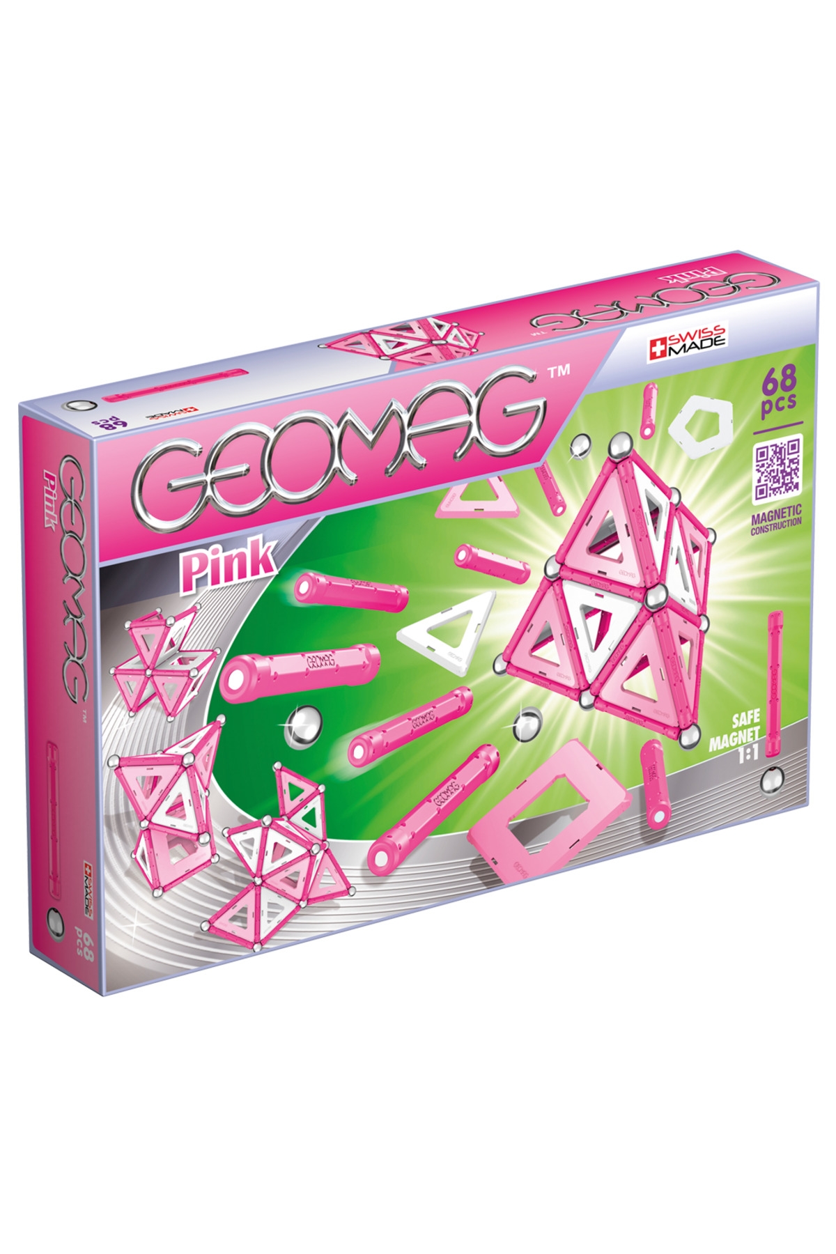 اسباب‌بازی آموزشی STEM پنل‌های مغناطیسی صورتی، ۶۸ تکه