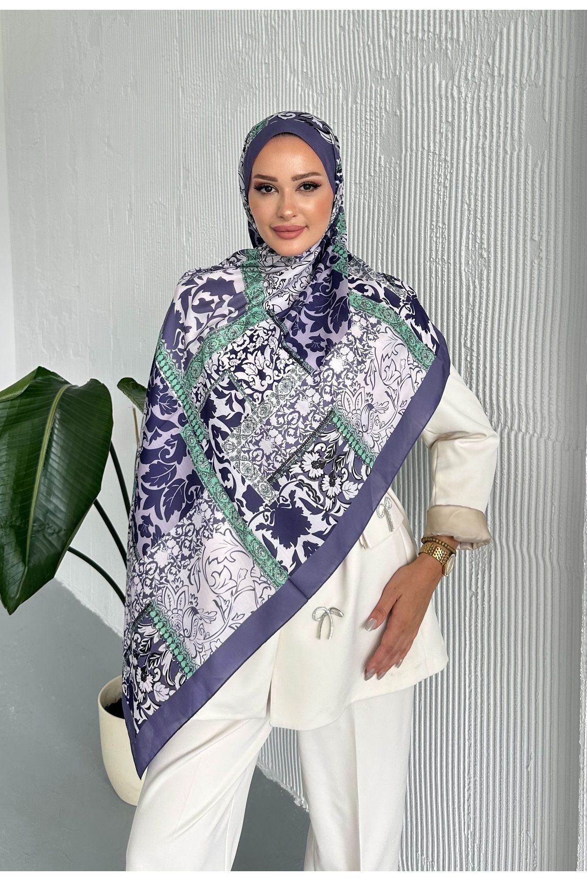 Stella Eşarp-Patch Ethnic Patterned Colorful Soft Cotton Shawl 4