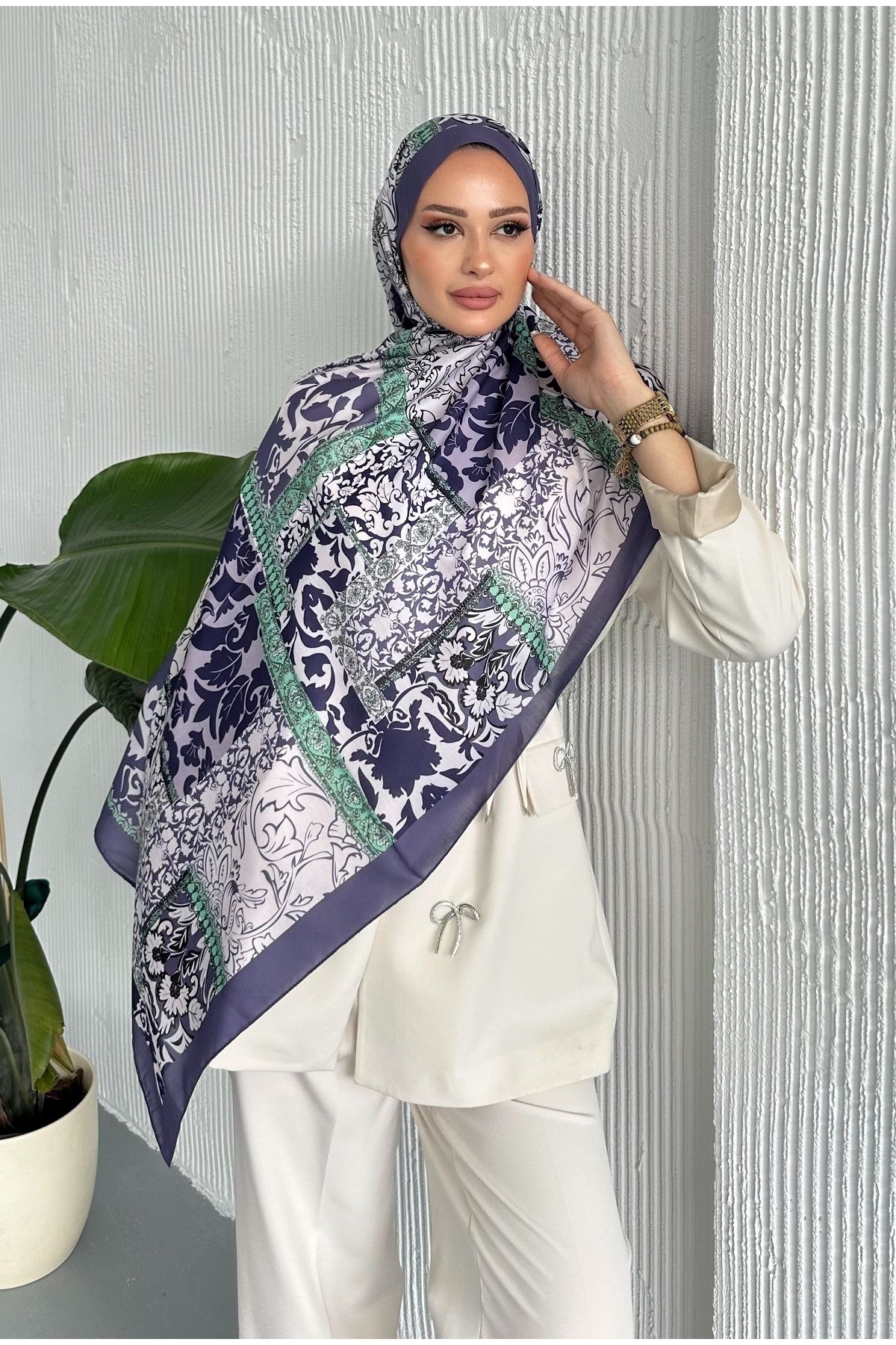 Stella Eşarp-Patch Ethnic Patterned Colorful Soft Cotton Shawl 5