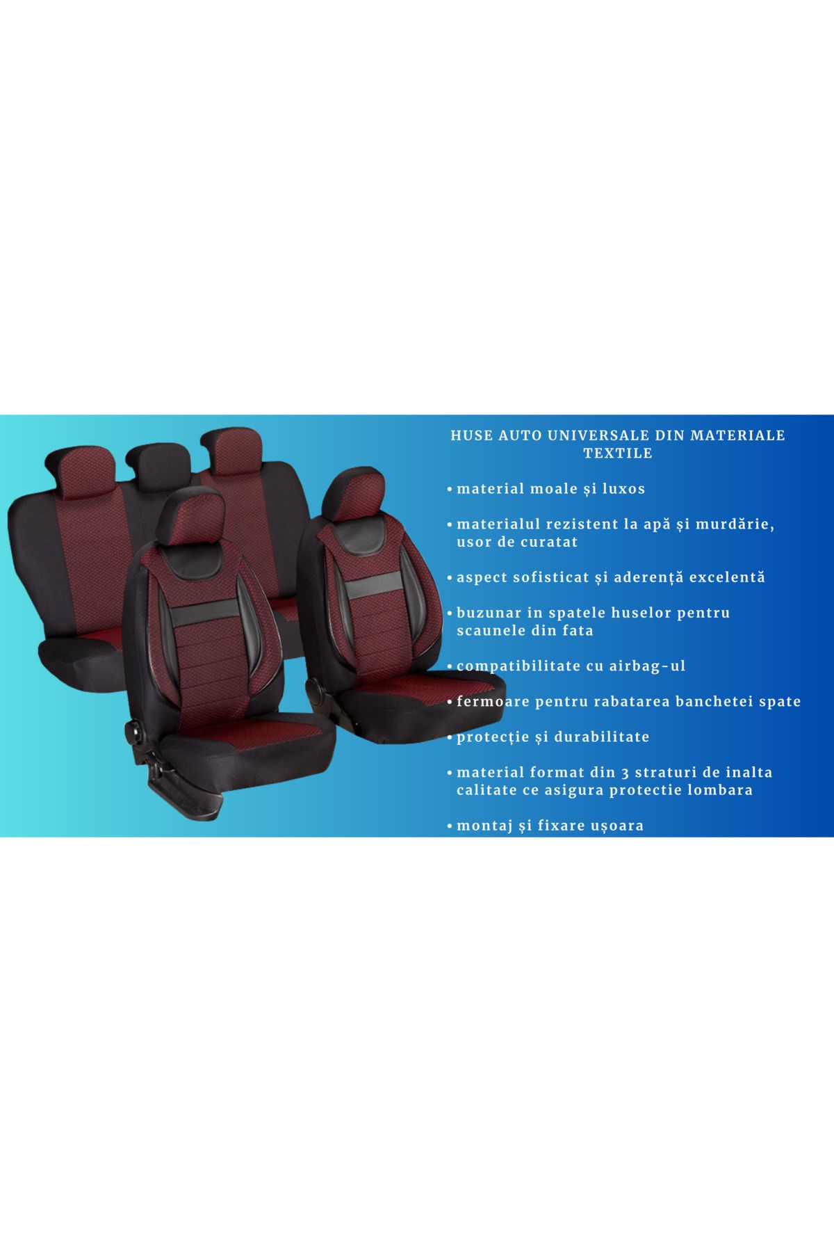 SMARTIC-Huse scaune auto, Dynamic, 11 piese, compatibile airbag, rabatabile, 3 straturi de material 3