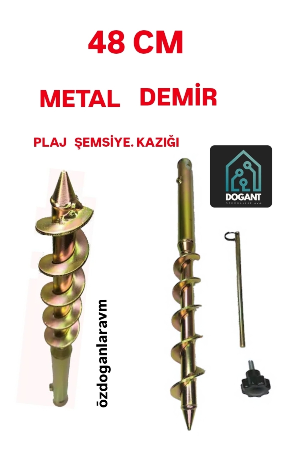Genel Markalar Burgulu Metal Sıkma Aparatlı Plaj Şemsiye Kazığı