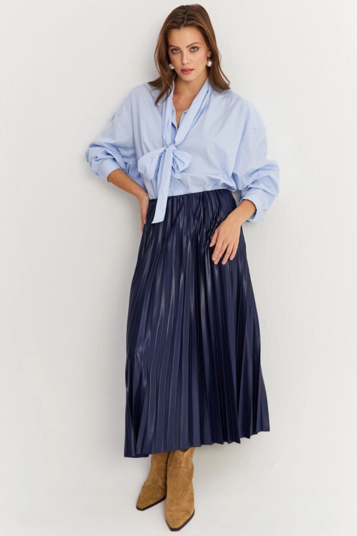 Cool & Sexy-Lilafarbener Faltenrock für Damen mit Gummizug in der Taille GÇ190 3