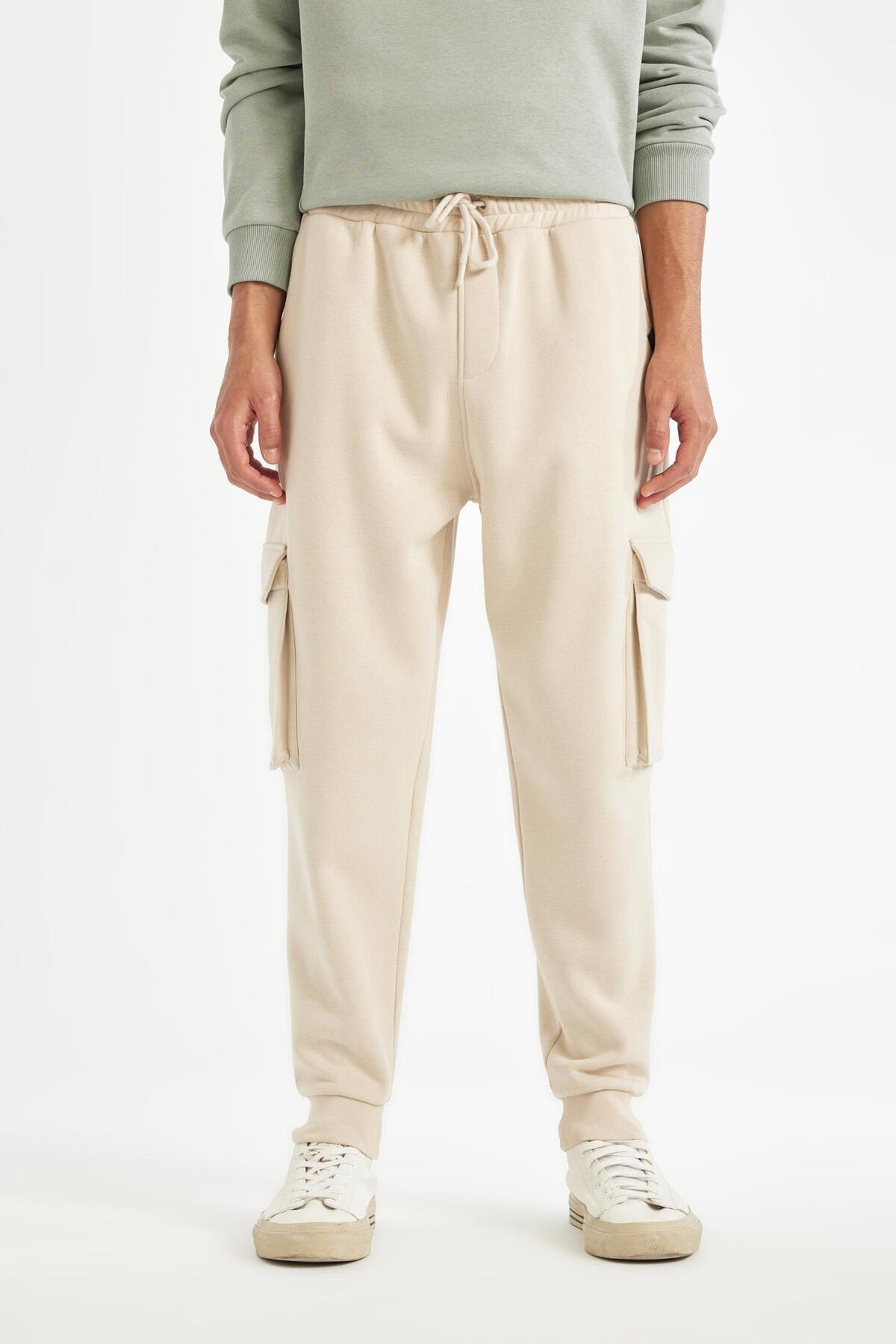DeFacto-Regular Fit Jogger Sweatpants Cargo Pocket Basic Plain Waist Lace-Up Elastic Leg Y5533Az24Au 6