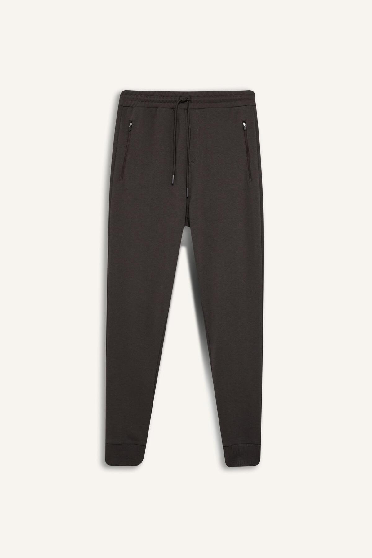 DeFacto-Jogger-Jogginghose, schmale Passform, schmale Passform, Schnürung an der Taille, elastisches Bein, Reißverschlusstaschen 3154717 7