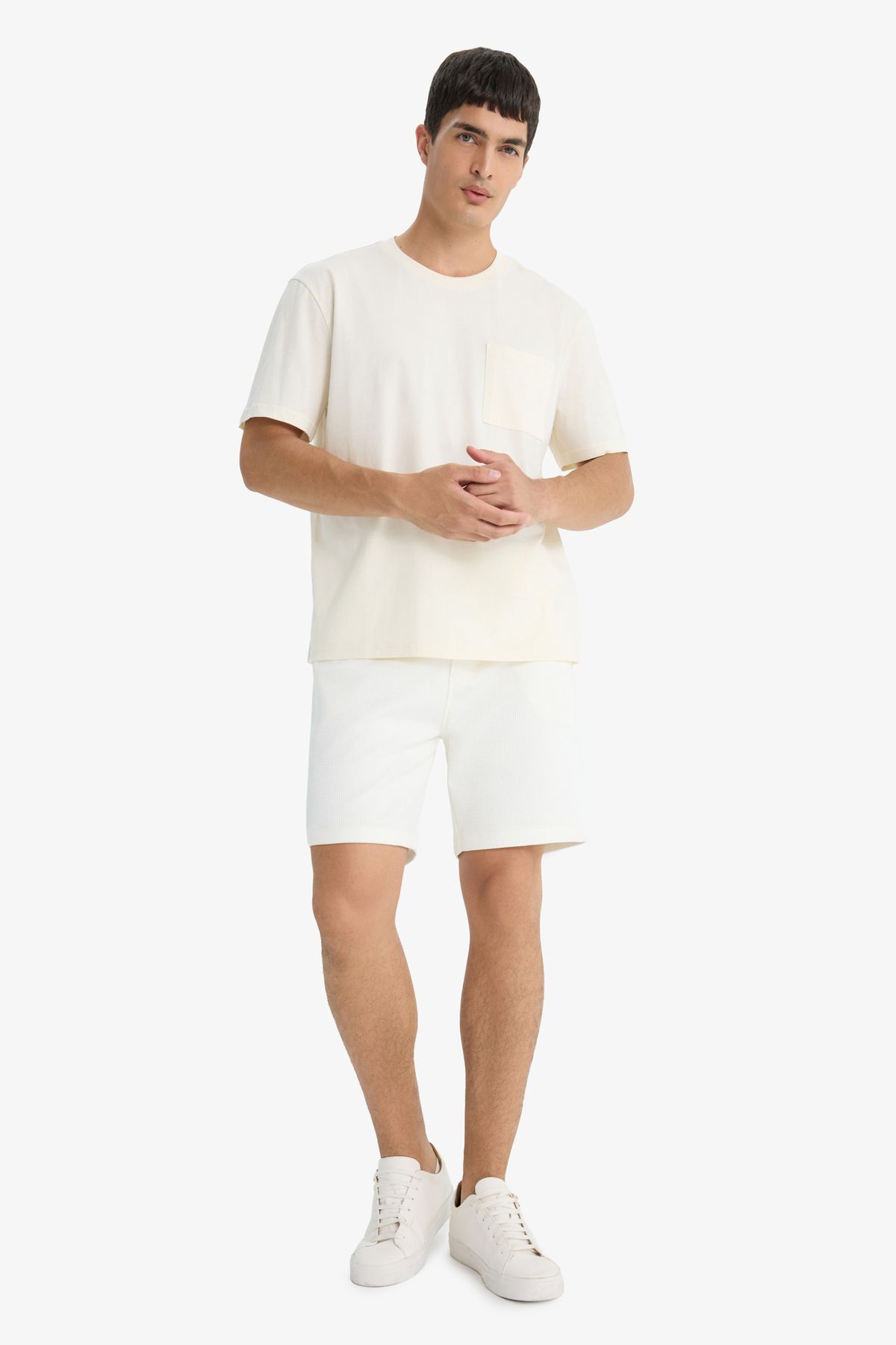 DeFacto-Regular Fit Textured Waffle Shorts E2591Ax25Sm 3