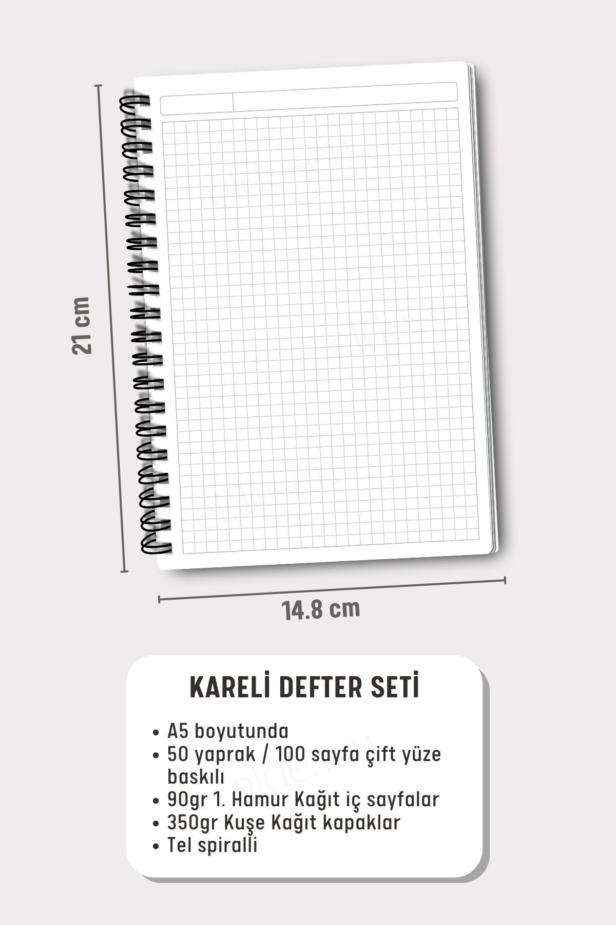 Eldesen Tasarım-Van Gogh A5 Spiral Checkered School Notebook, 50 Sheets 100 Pages, Cardboard Cover Notepad, Vase 5