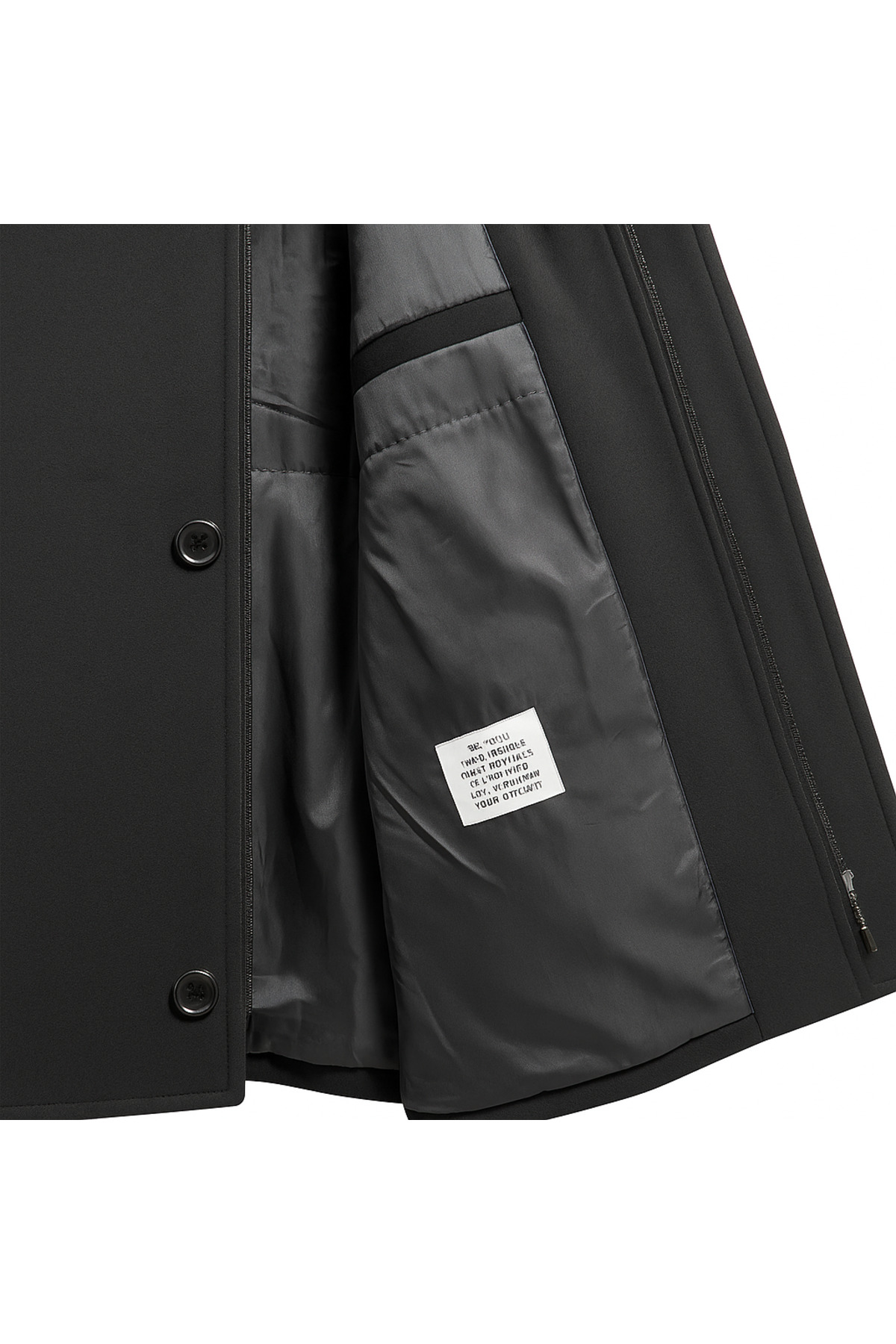 BYBEYEMS GİYİM  Siyah Erkek Klasik Kışlık Kaşmir Kaban - Görsel 6