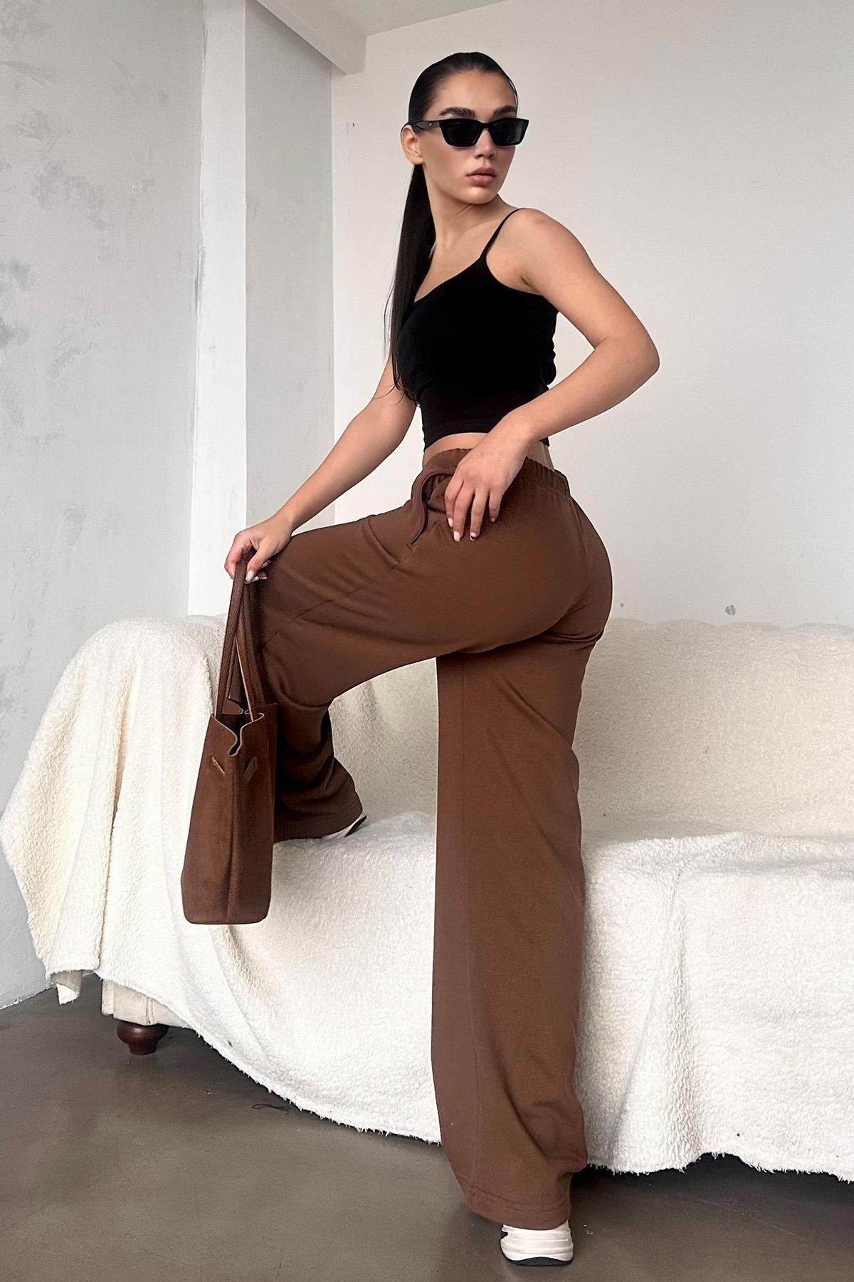 Madmext-Braune Damen-Jogginghose mit weitem Bein MG2279 4