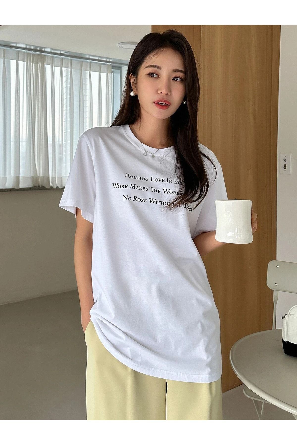 CLAYES-Tricou Alb Slogan Oversize - Imprimat Oversize 5