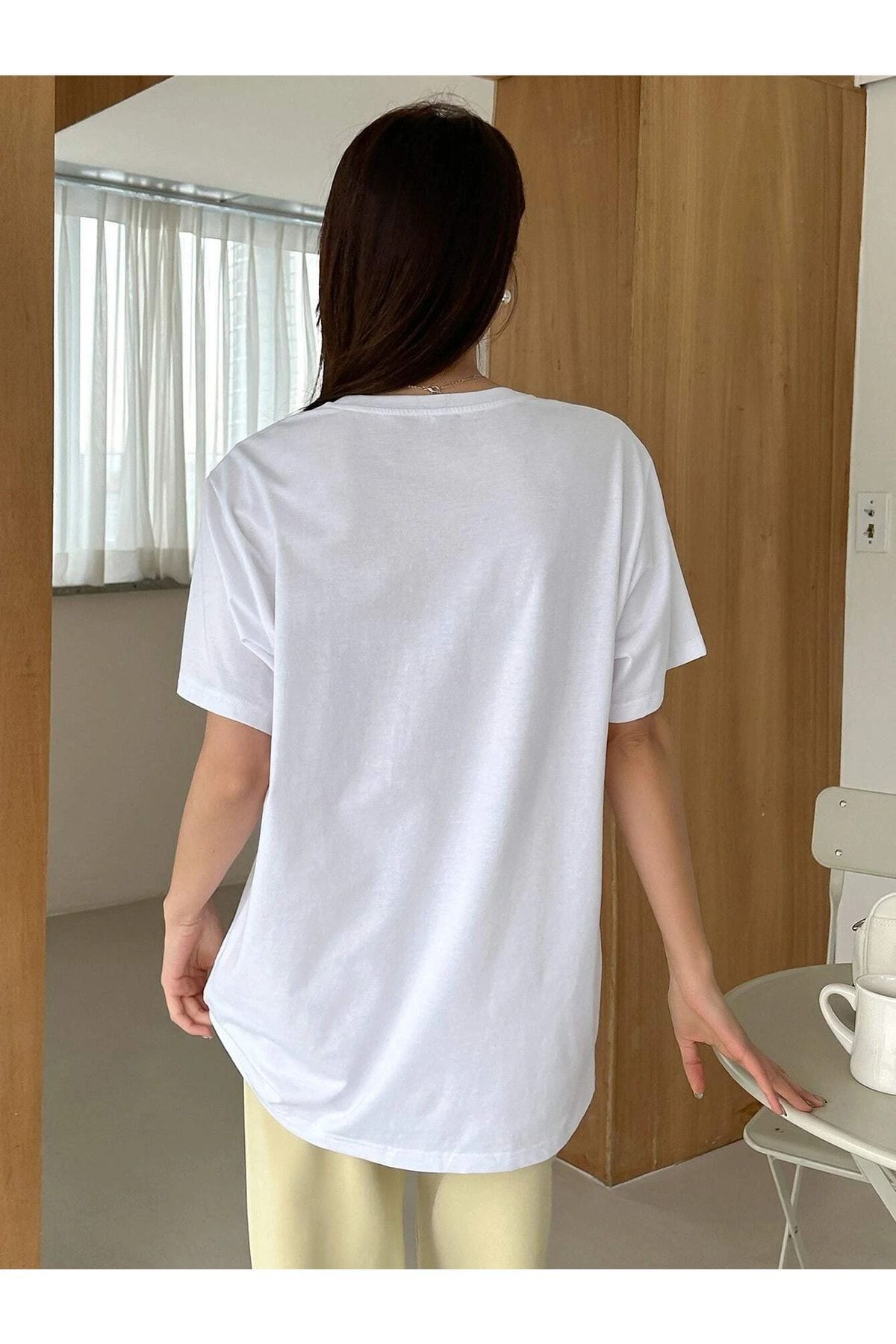 CLAYES-Tricou Alb Slogan Oversize - Imprimat Oversize 6