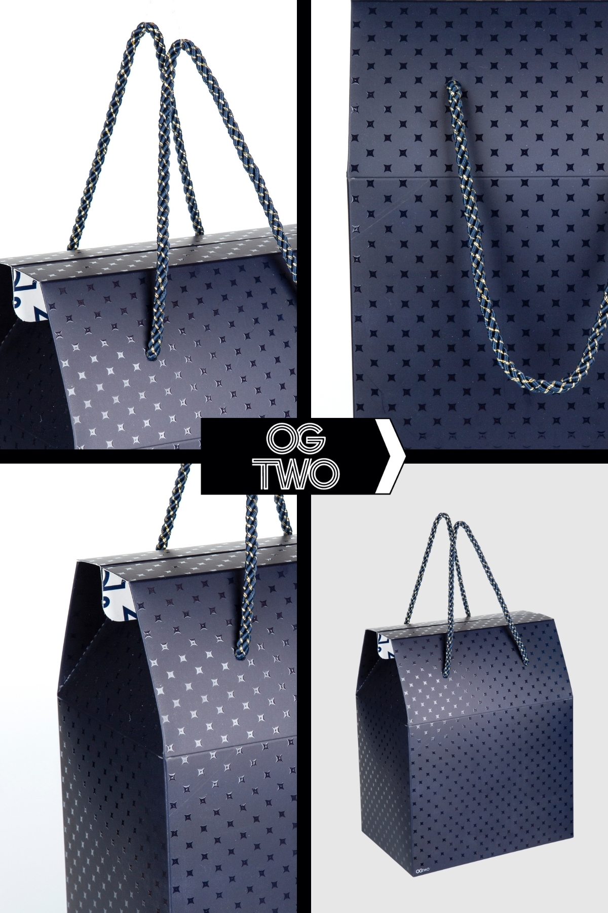 OGTWO Premium Konsept Tasarım Hediye Kutusu Çanta Boş Karton Hediye Paketi Hediyelik Lacivert - 24x14x20cm fotoğrafı 2 (önizleme)