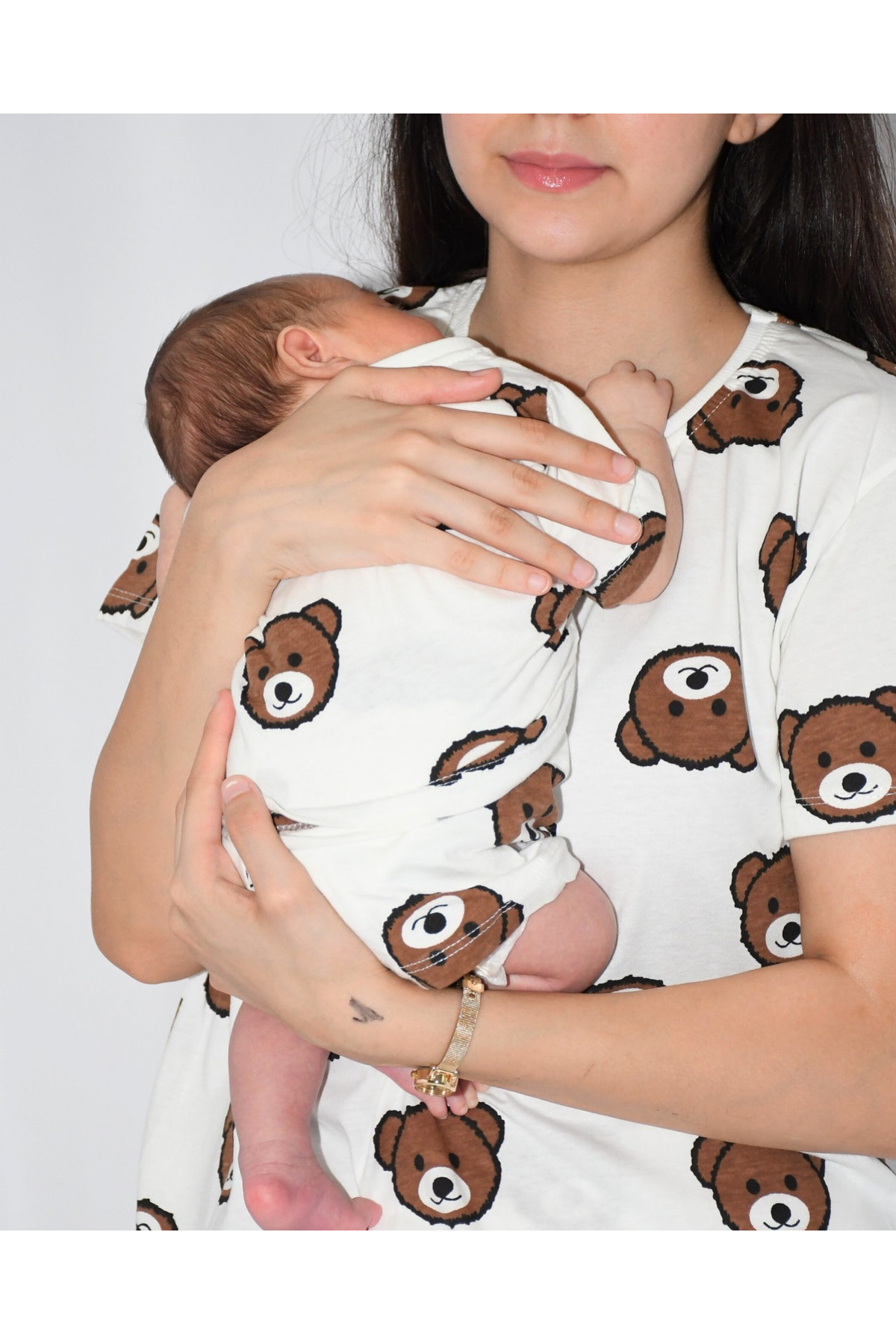 Drop Kids Bebek Pijama Takımı Kısakol Şort Ayıcık Desen %100 Pamuk Yenidoğam fotoğrafı 3 (önizleme)