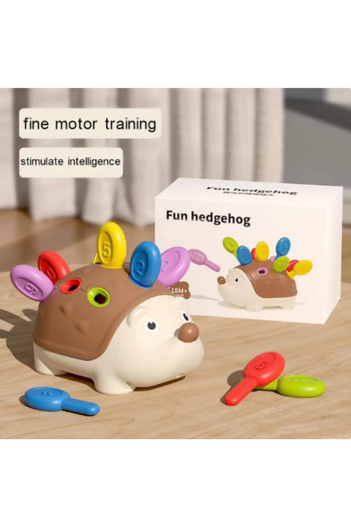 خرگوش خاردار قهوه‌ای مونته‌سوری، اسباب‌بازی کودک، هماهنگی دست و چشم، تمرین مهارت‌های حرکتی ظریف، تقویت تمرکز