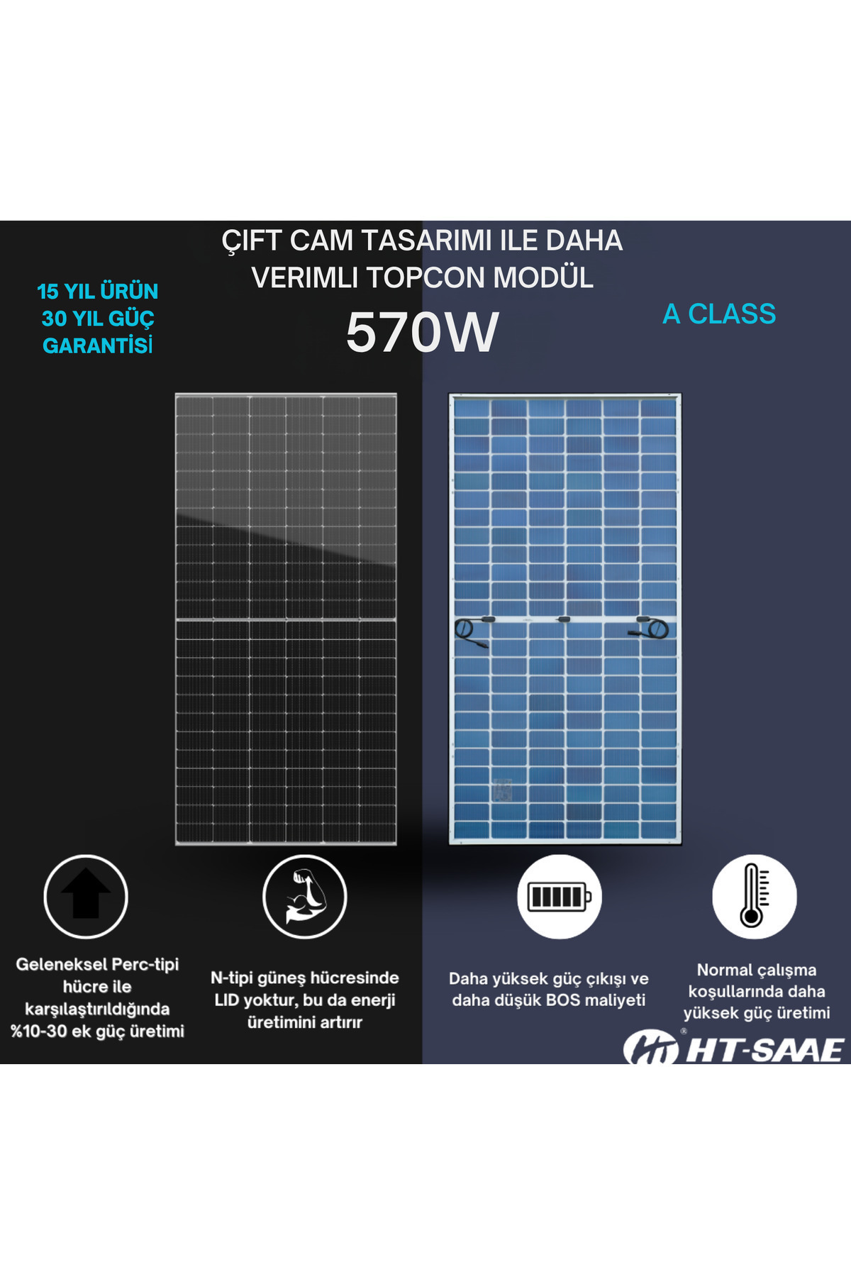 その他 GOOD SOLAR Genel Markalar 570w Topcon Solar Panel A +++ Class – 15y Ürün, 30y