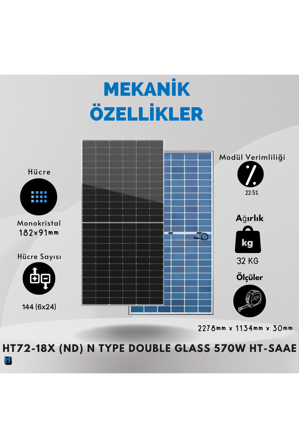 Genel Markalar 570w Topcon Solar Panel A +++ Class – 15y Ürün, 30y