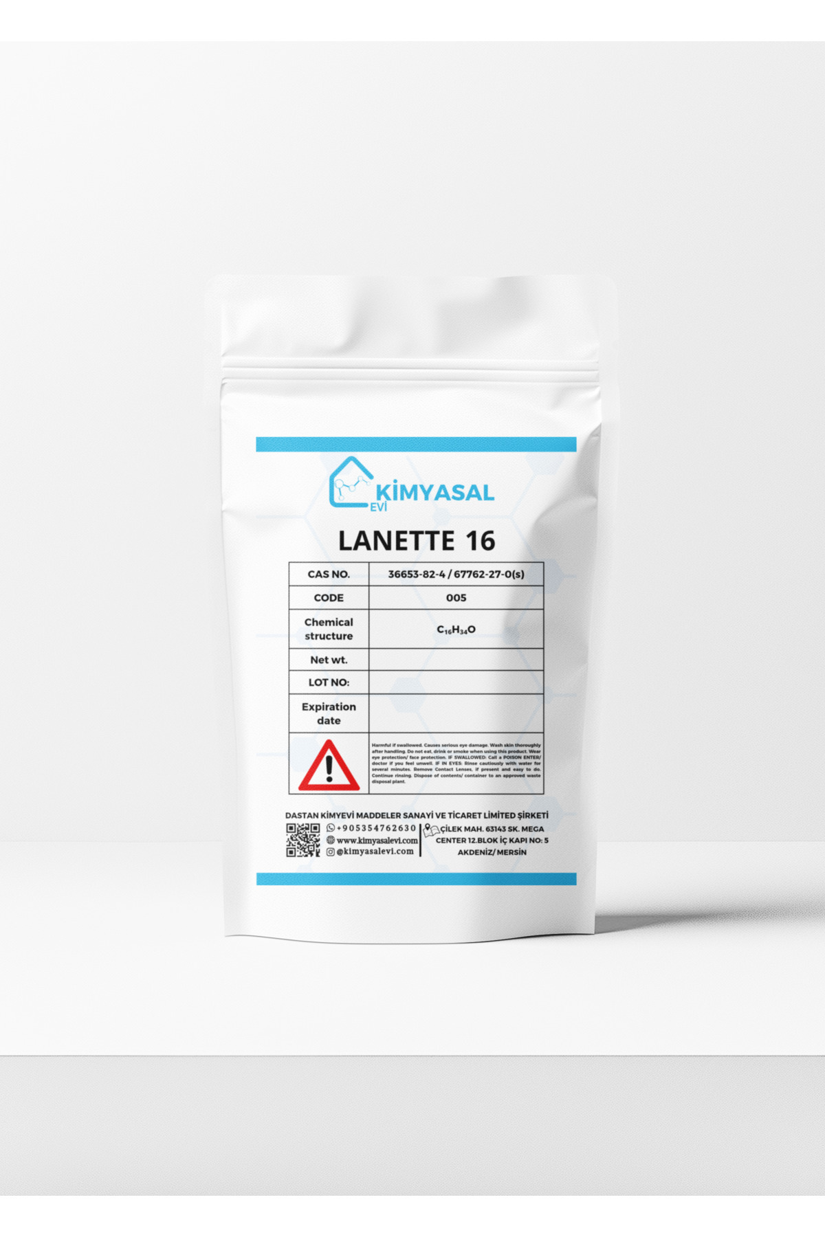 KİMYASAL EVİ Setil Alkol-cetyl Alcohol (lanette 16) Hammadde 500g