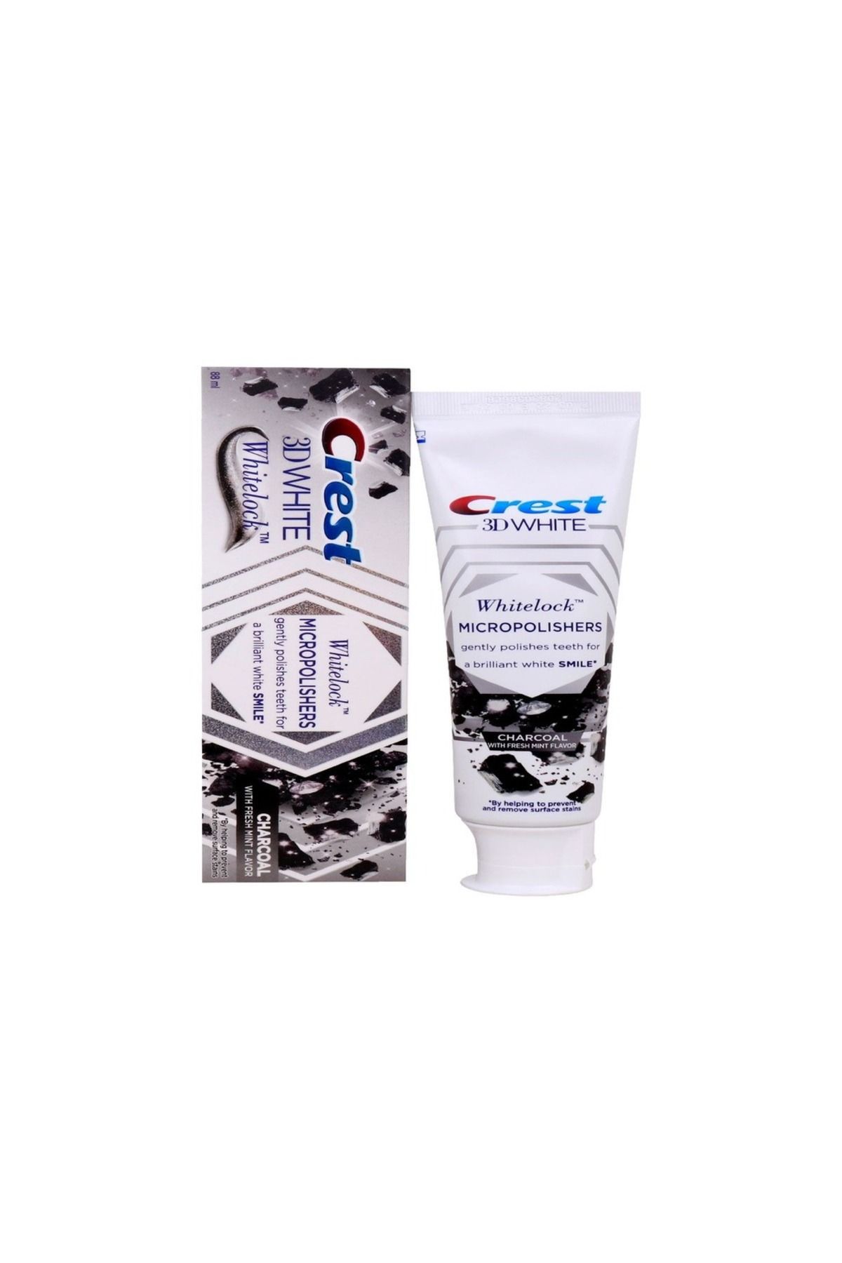 CREST-معجون أسنان وايتلوك ميكروبوليشرز ثري دي وايت بالفحم مع النعناع المنعش 88 مل، نعناع، ابتسامة أكثر انتعاشًا 1
