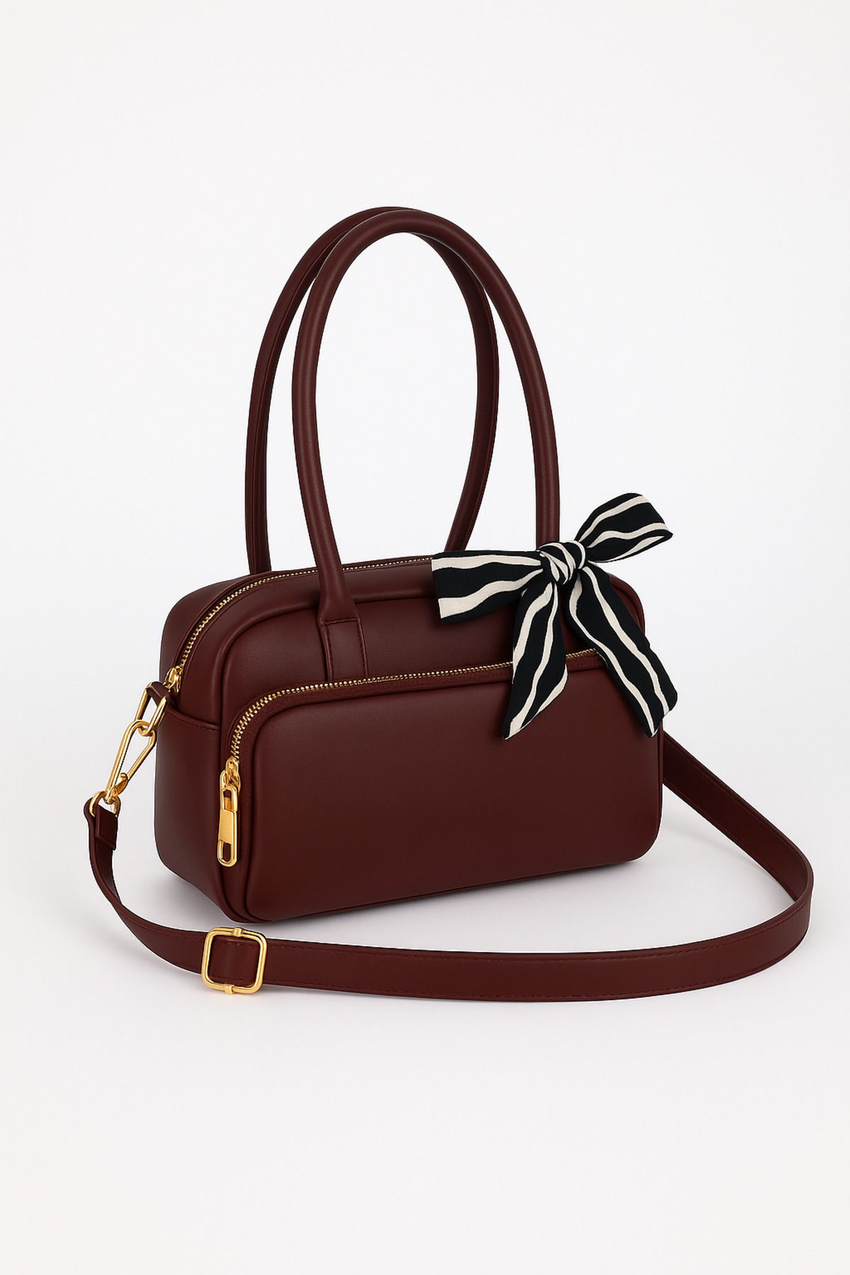 NOTHING-Women's White Claret Red Adjustable Strap Scarf and Card Holder Gift Set of 2 Hand Shoulder Bags Moriselen 6