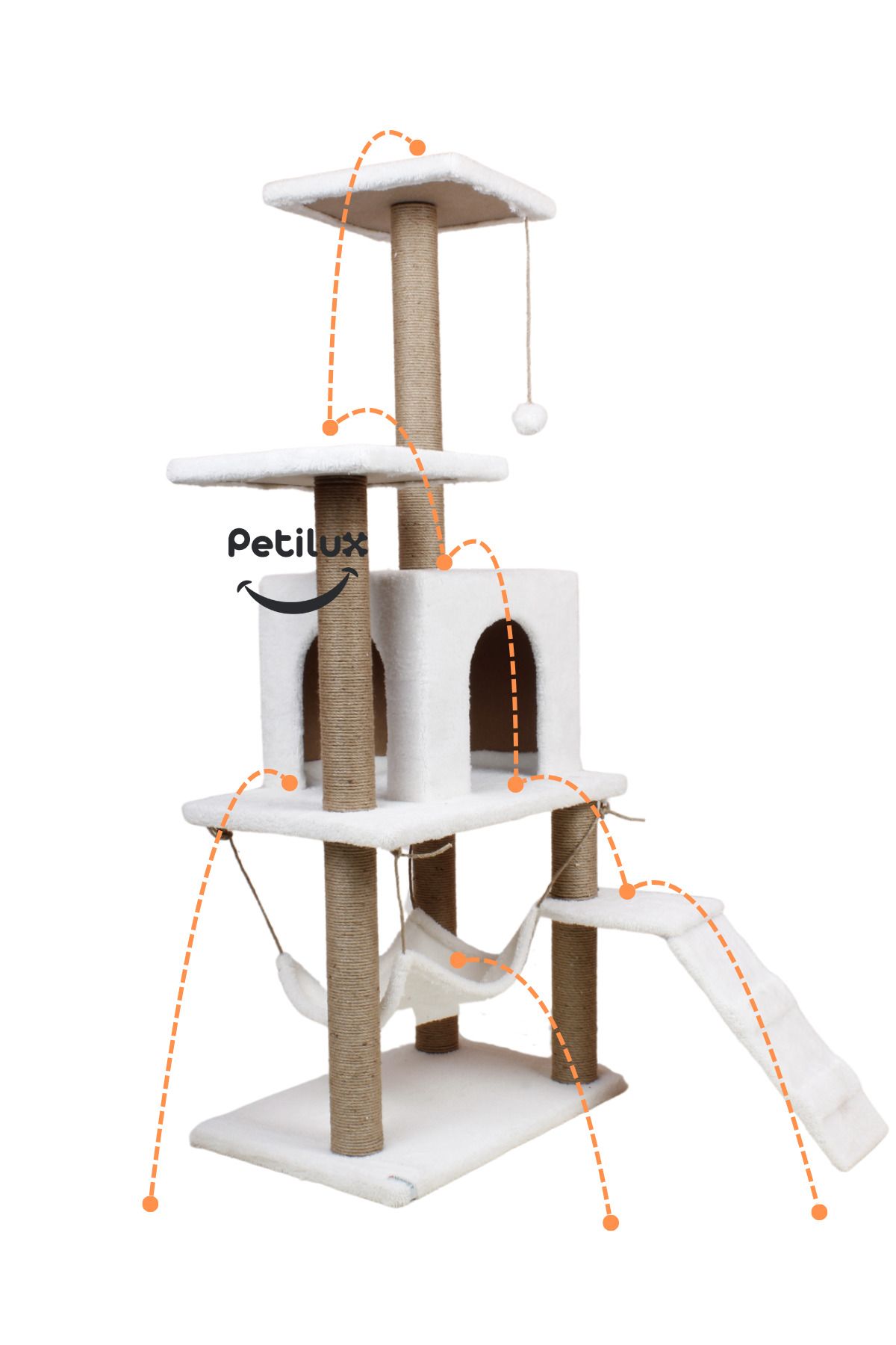 Petilux-Multi-Purpose Multi-Tier Cat Play & Activity House with Rest Hammock Nest Scratching Post 4