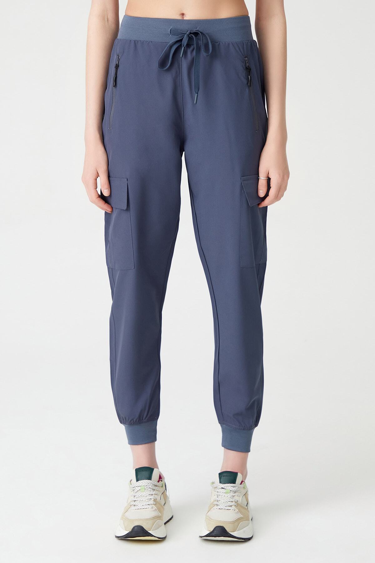 Los Ojos-Anthrazitfarbene Cargo-Jogginghose für Damen mit Taschen, elastischem Bund und Cargo-Beinen 2