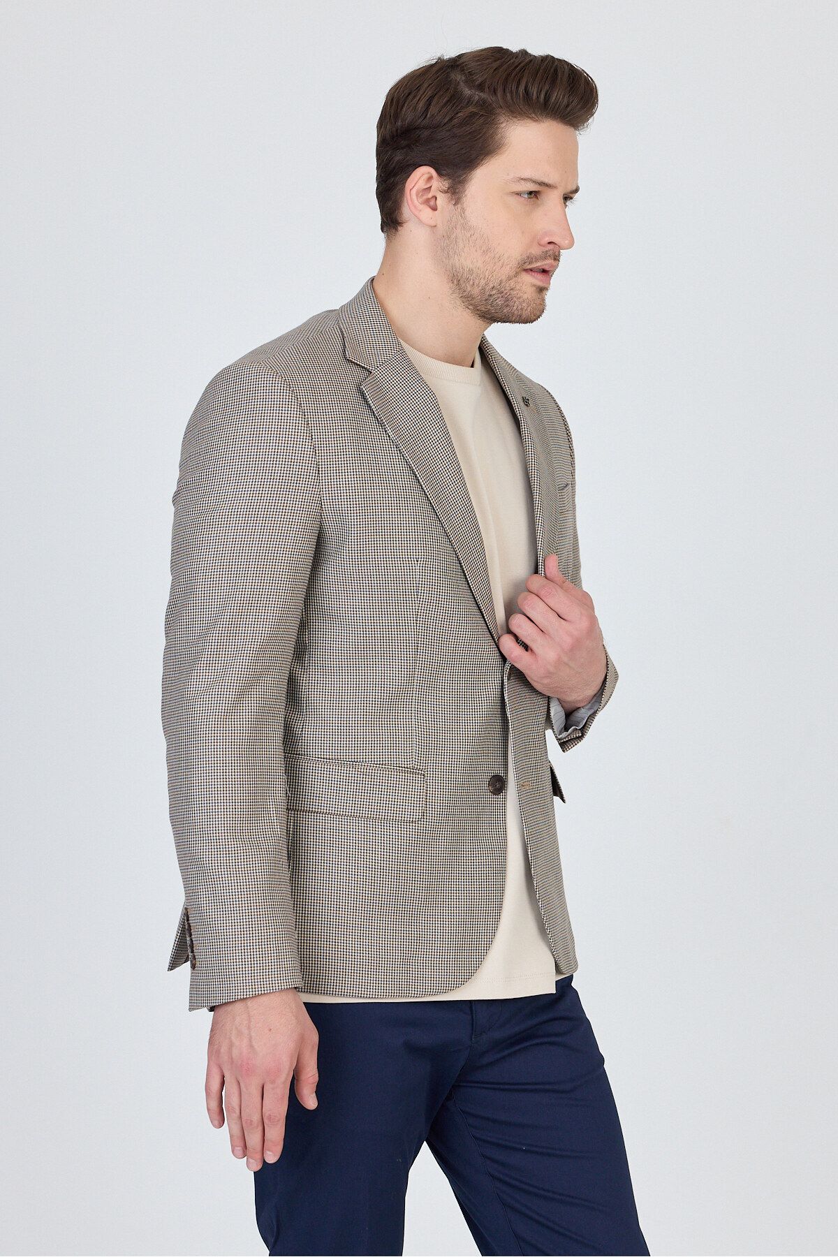 Frappoli-Martinelli Men's Mink Small Pattern Polyester Fabric Sports Blazer Jacket 4