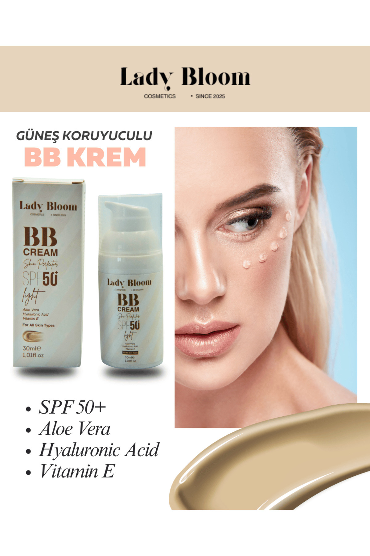 LADY BLOOM BB CREAM SKIN PERFECTOR SPF +50 (light) - Fiyatı, Yorumları