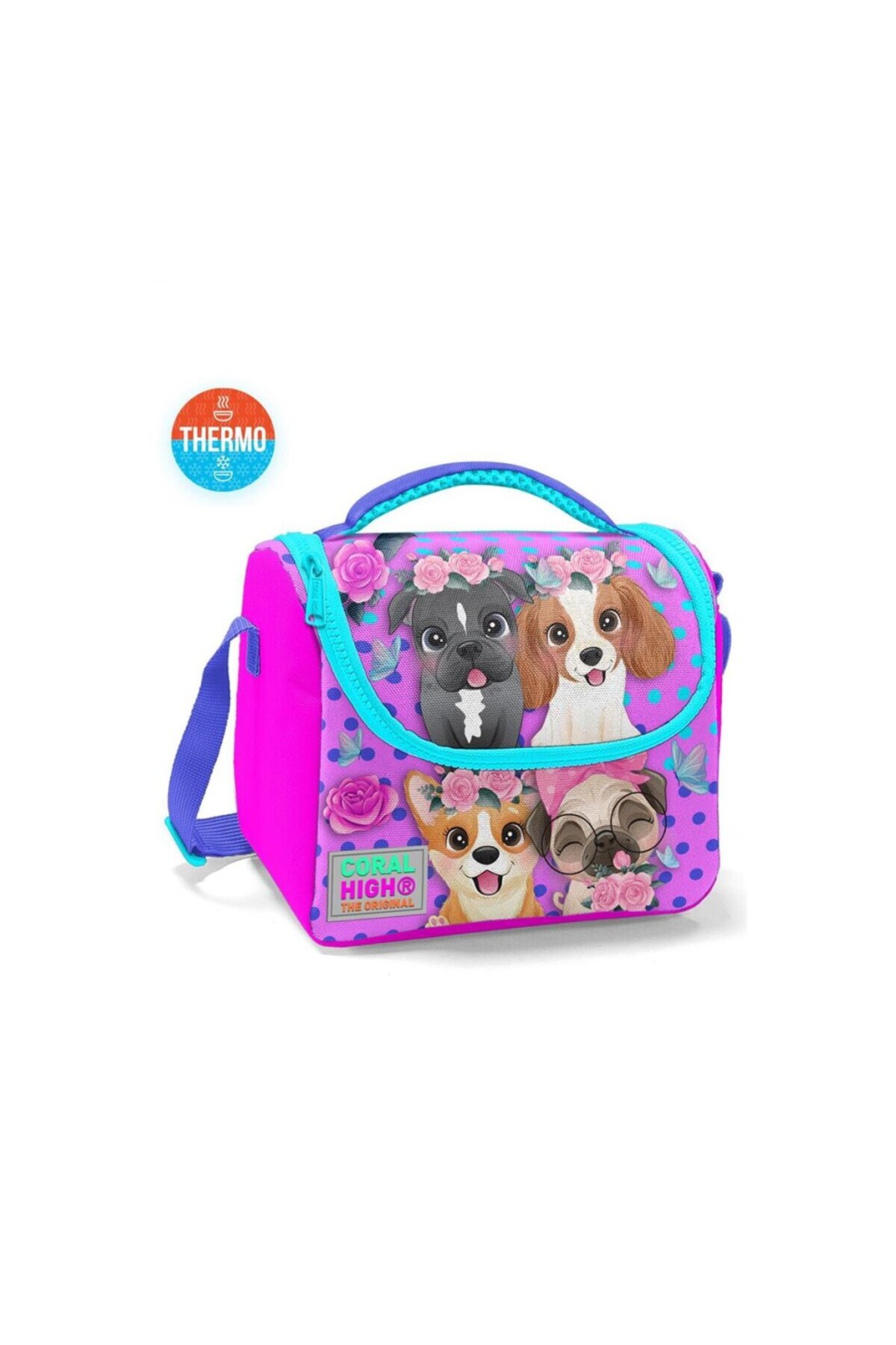 Coral High Pembe Köpek Desenli Thermo Beslenme Çantası 11750
