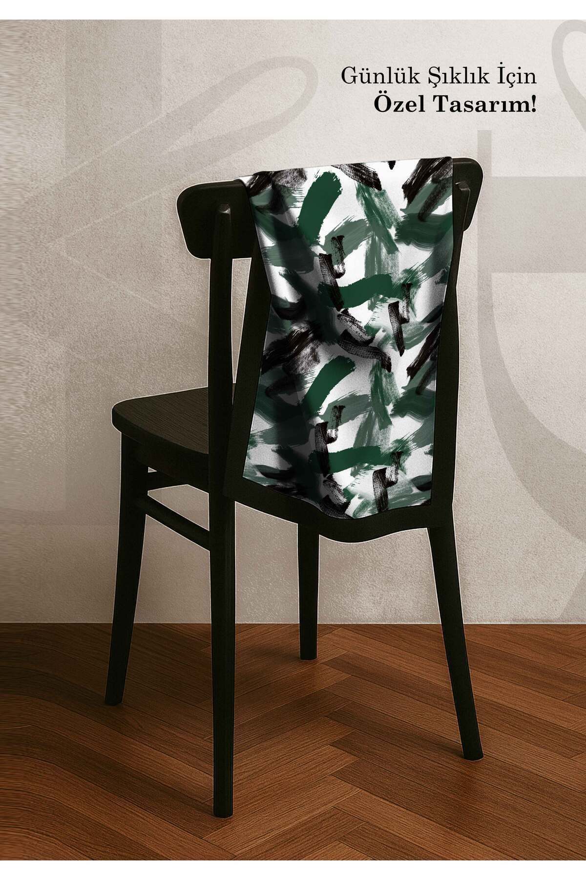 DESENİX-Brush Print Patterned Scarf |   4 Color Options |   90X90 - 100X100Cm |   Shiny Satin 3